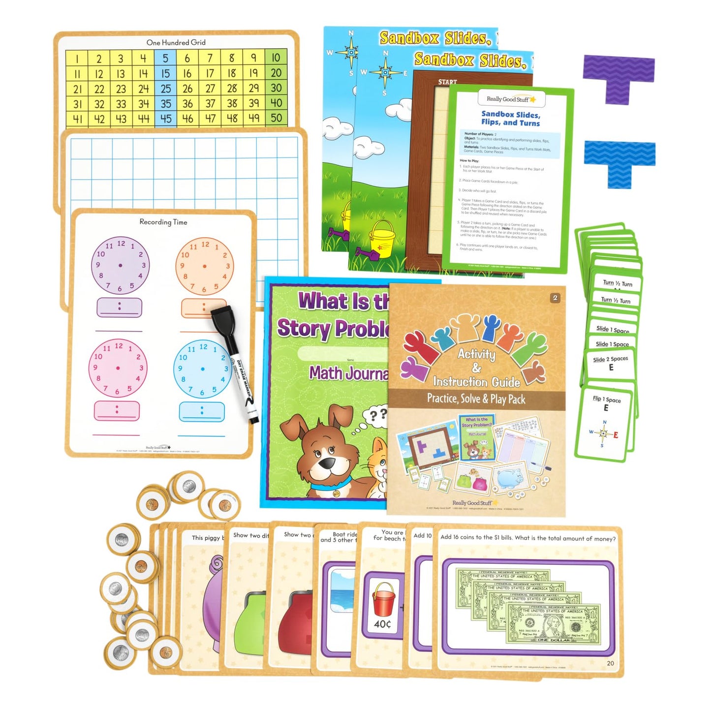 Really Good Stuff Family Engagement Math Kit - Second Grade Students (Ages 7-8) - Math Skills - Educational Kit