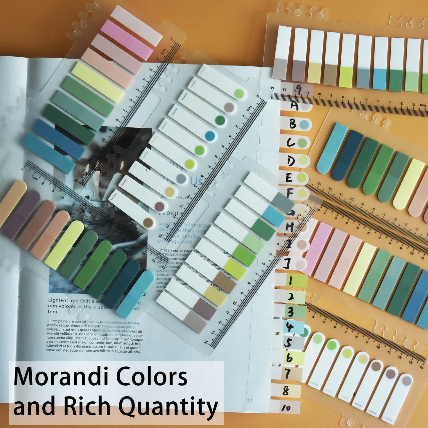 YOUDEFUL 1600pcs Translucent Sticky Note Tabs, Morandi Page Markers for Annotating Books,Repositionable Book Flags Tabs Strip with Binders, Clear Sticky Notes,Page Tabs,Index Tabs