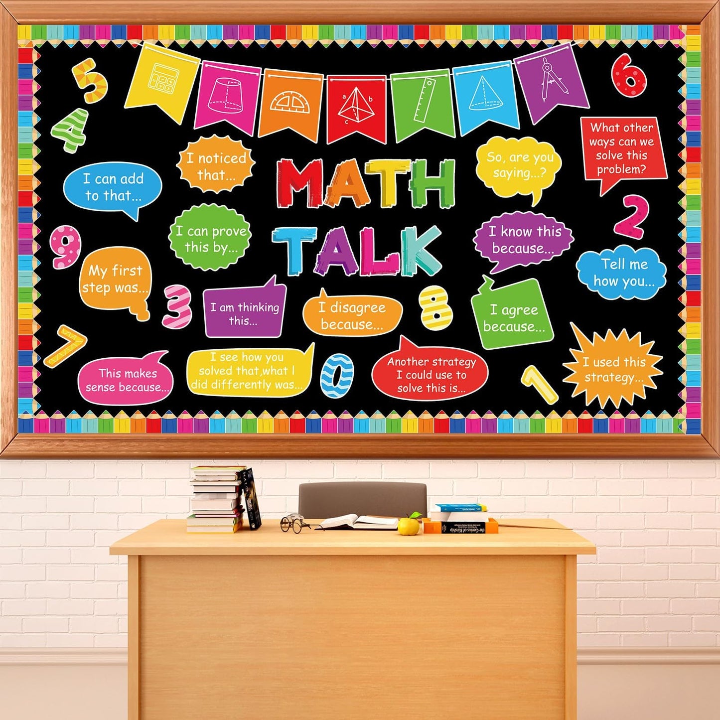 party greeting Math Talk Bulletin Board Set Maths Classroom Decoration Mathematics Paper Cutout Math Bulletin Board Border for Elementary Middle High School Wall Chalkboard Decor Teacher Supplies