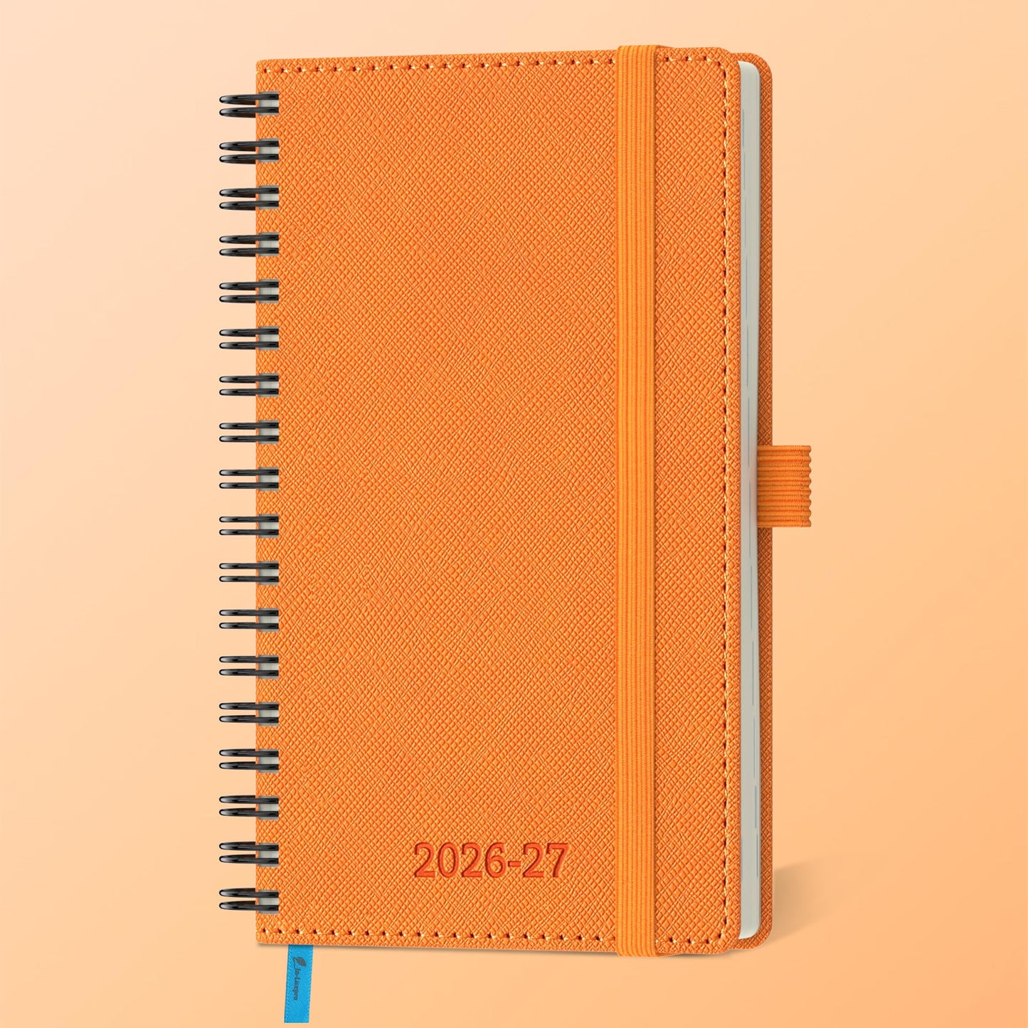 IN-LUXPRO Planner 2026-2027 Daily Weekly and Monthly,6.5"x3.75",18 Months Spiral Bound Calendar Agenda with Self-adhesive Pen Holder,2026 Academic Plan with Vegan Leather Soft Cover,Orange