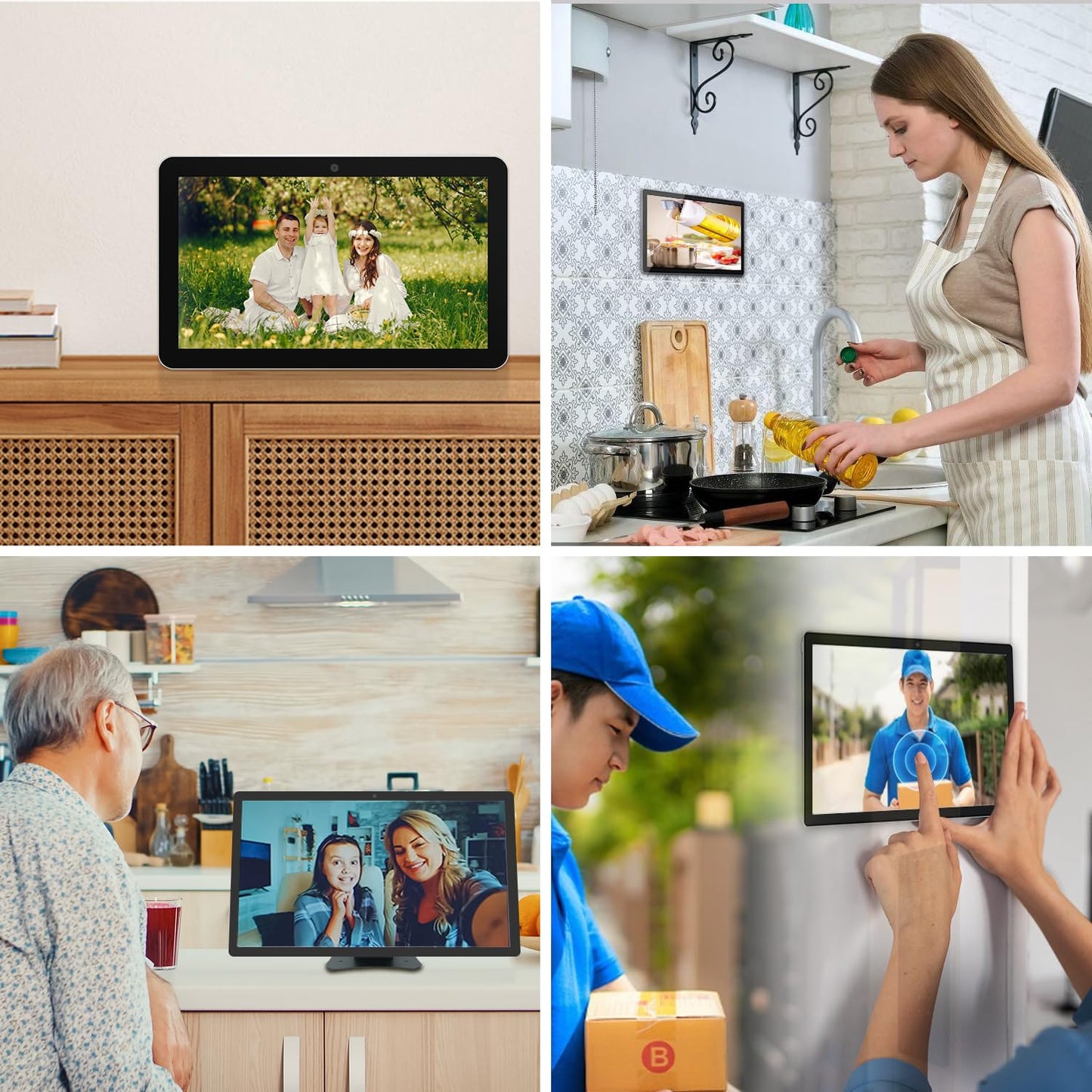 TouchWo 15.6 to 27 inch Touchscreen Digital Calendar & Wall Planners, Smart Whiteboard Calendar for Chore Chart & Work Schedule, Built in Speakers and Camera, Include Wall Mount & Desk Stand (23.8-inch)