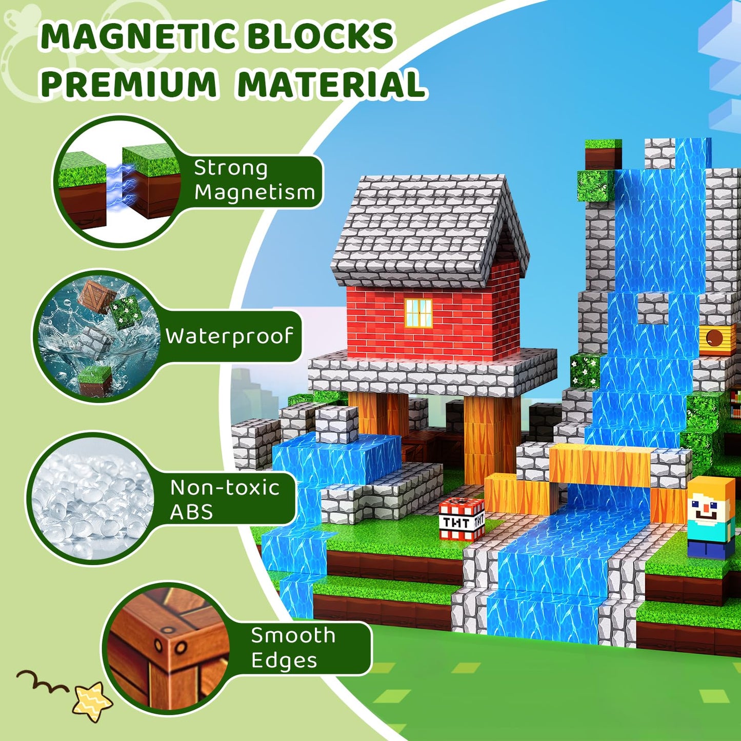 Uneviesyka Magnetic Blocks,100 PCS Magnetic Building Blocks Set STEM Montessori Sensory Educational Construction Cubes Toys,Christmas Birthday Easter Gifts for Kids Boys Girls Toddlers Age 3-10