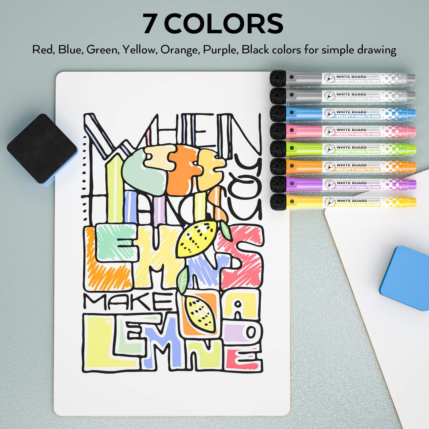 Nicpro Dry Erase Lap Board 9 x 12 inches 2 Pack Double Sided Blank Small Lapboard with 8 Pens, 2 Eraser, Learning Mini Whiteboard Portable Drawing Board for Student and Classroom Use