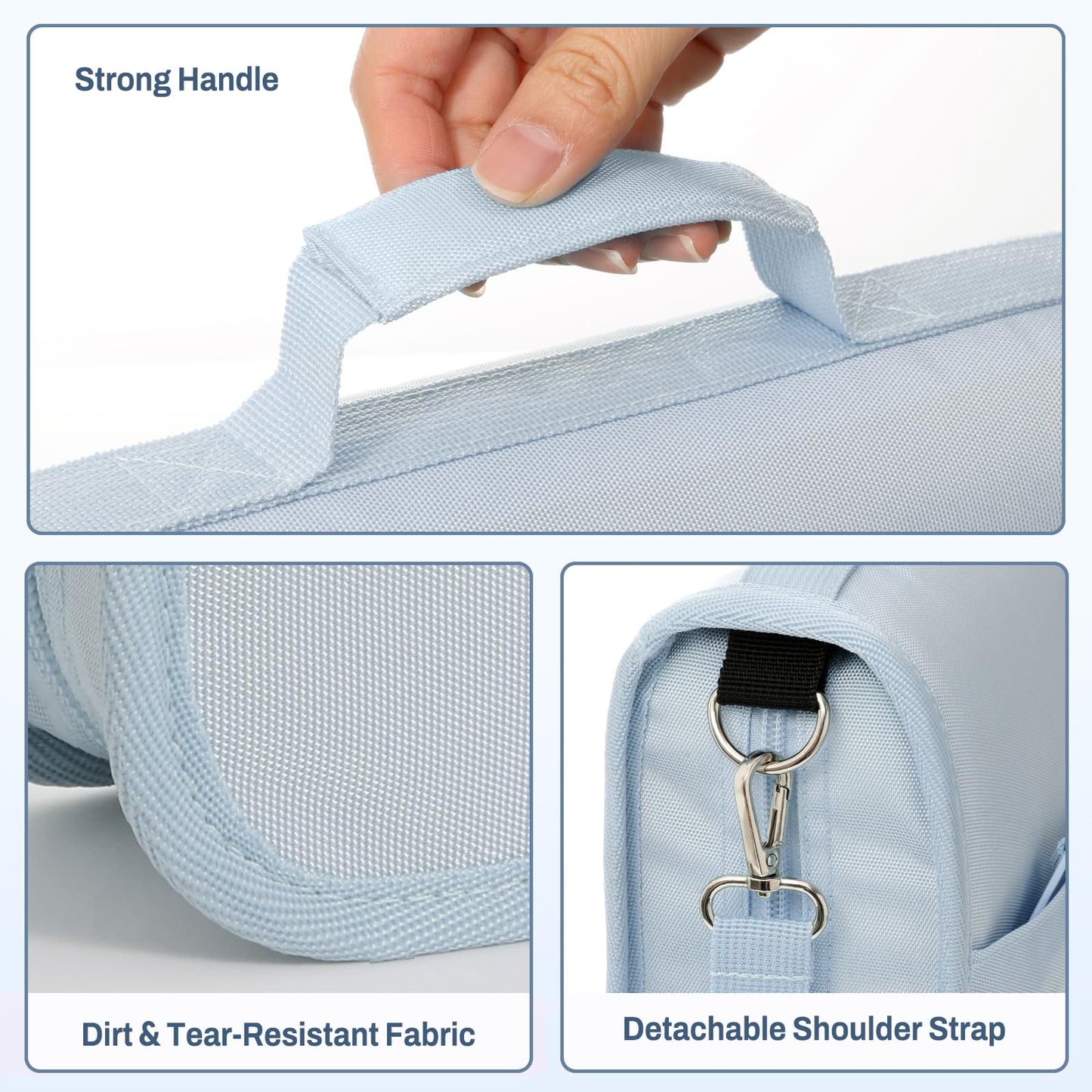 SUNEE Zipper Binder 3 Ring, 3 Inch O-Ring with Handle and Shoulder Strap, 600-Sheet Capacity, 5-Tab Expanding File Folder, Multi-Pockets for Middle School Organizer Binder with Zipper, Dusk Blue