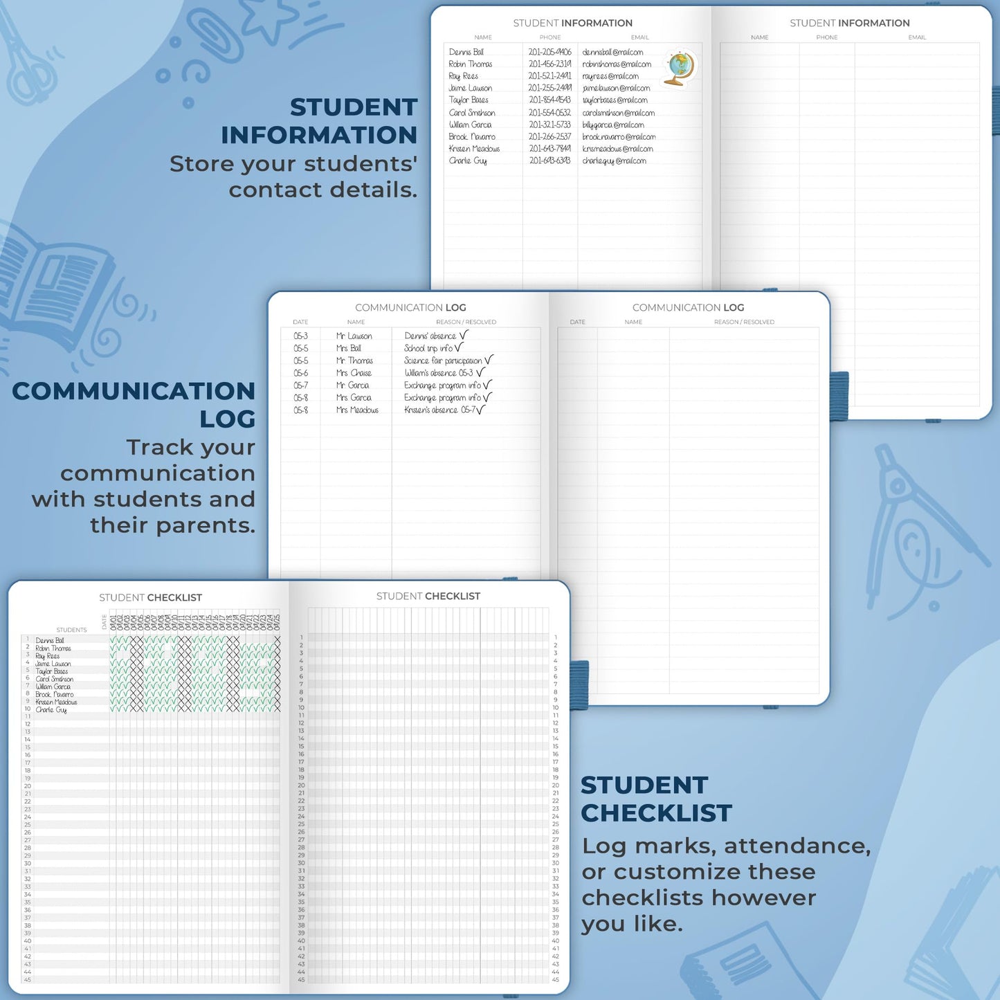 Clever Fox Teacher Planner – School Year Planner with Calendars & Lesson Plans – Teacher Plan Book for Classroom & Homeschool Organization - Undated, 7x10″, Hardcover (Mystic Blue)
