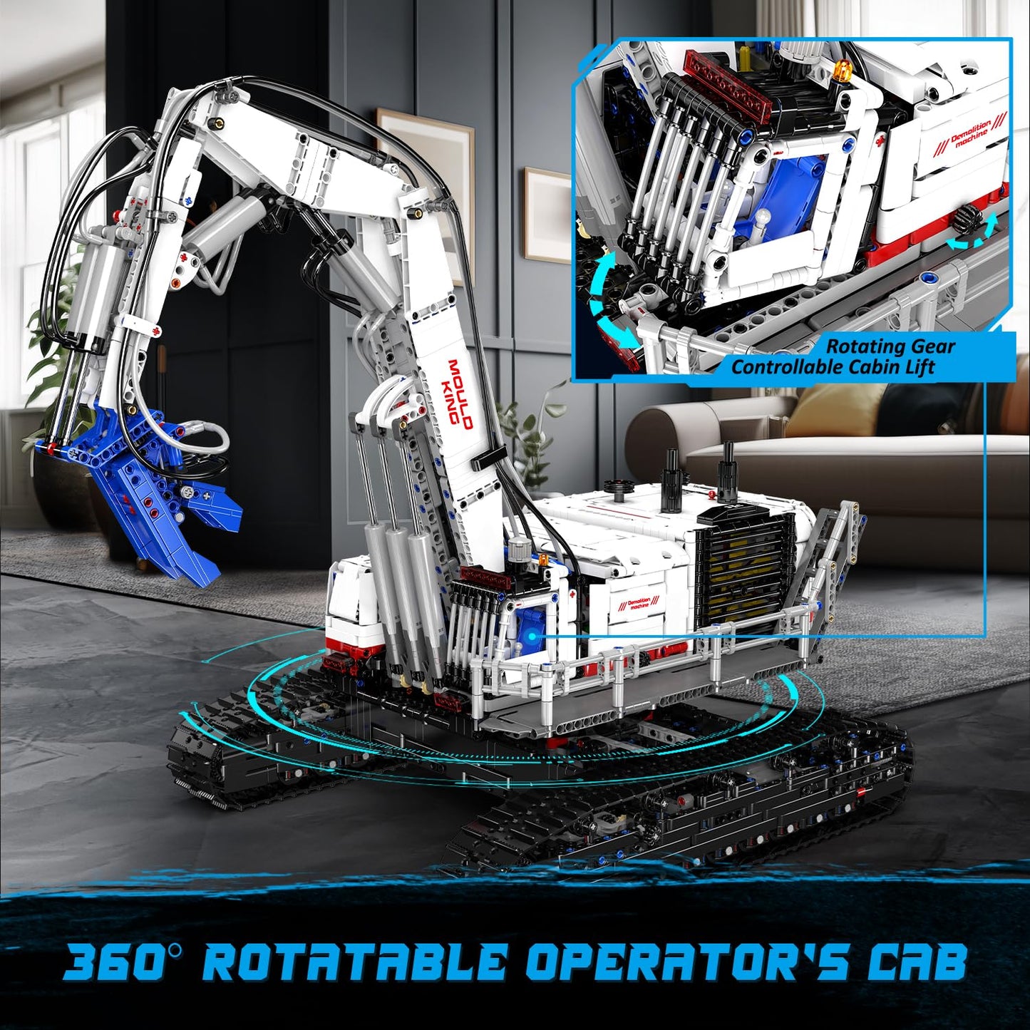 Mould King Mobile Demolition Crane Construction Set, APP Control Motorized Excavator Truck Building Blocks Kit, DIY Assembly STEM Car Toys for Adults - Perfect for Creative Play and Learning (4195+)