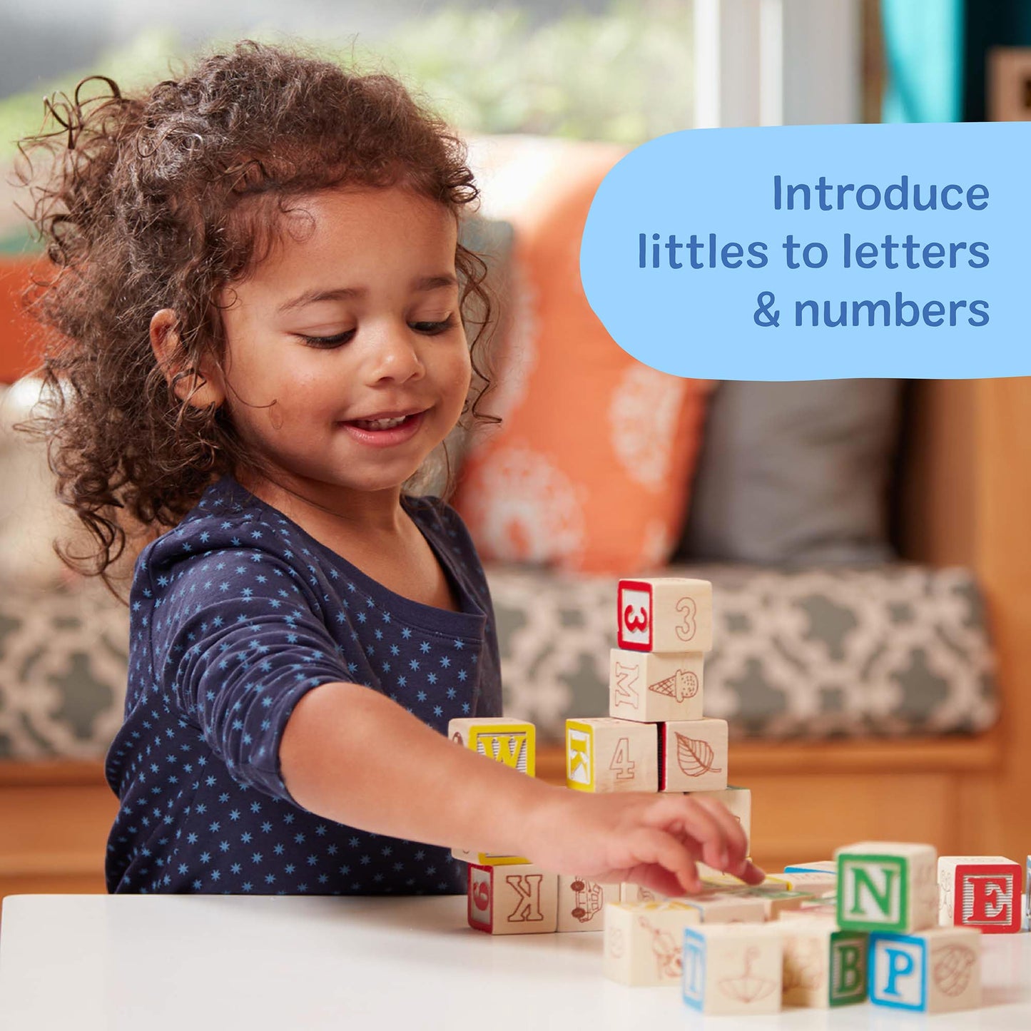 Melissa & Doug Deluxe Wooden ABC/123, 50-Piece Set of Classic Letter & Number Wooden Blocks (1” x 1”) with Storage Pouch, Sorting & Stacking Toys for Kids Ages 2+