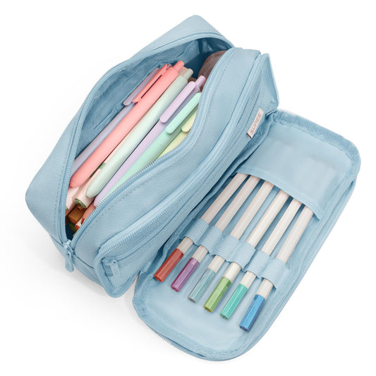 SUNEE Pencil Case, Large Capacity Pencil Pouch, Aesthetic Big Pen Bag 900D Oxford Pen Box for Office Stationery Organizer School Supplies Multifunctional for Teen Boys Girls Women Men, Blue