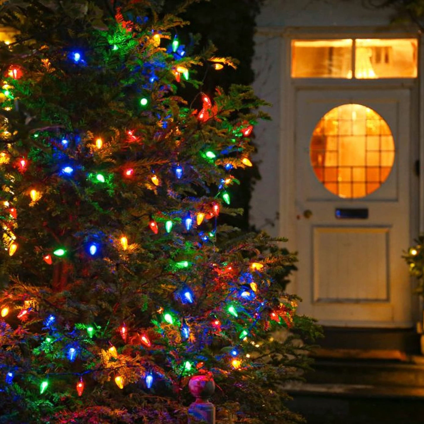 Dazzle Bright C6 Christmas String Lights, 200 LED, 66 FT, Waterproof, 8 Modes, Multicolor, Model HB-300COI
