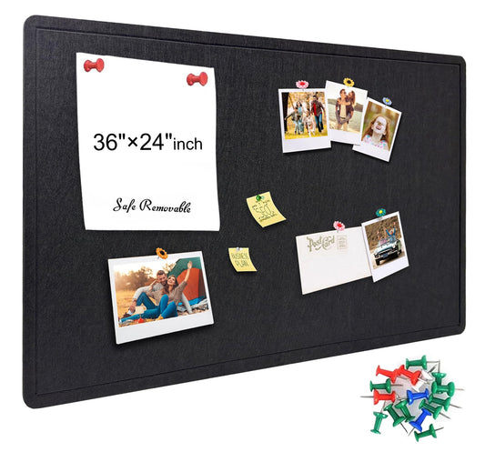 Yunihome Large Bulletin Board - Foldable 36x24 Inches Cork Board Alternative with 20 Push Pins, 3' x 2' Self-Adhesive Felt Bulletin Board for Wall, Home Office Classroom Decor