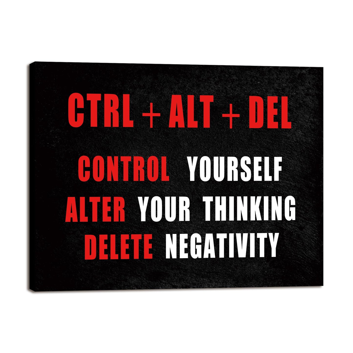 Pyradecor Black Red and White Motivational CTRL+ALT+DEL Classroom Positive Quotes Inspirational Poster Canvas Prints Wall Art for Office Living Room Home Decorations