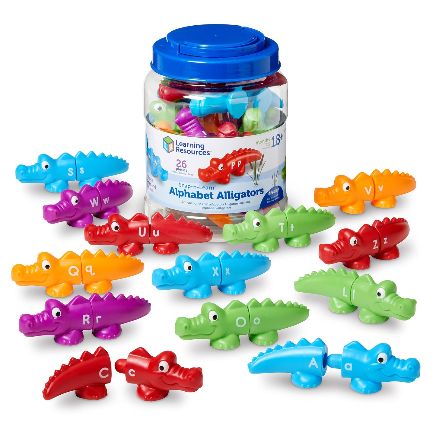 Learning Resources Snap-n-Learn Alphabet Alligators - Toddler Toys, Preschool ABC Activities, Fine Motor Skills, Alphabet Manipulatives, Phonetics and Reading, Sensory Gifts for Boys and Girls