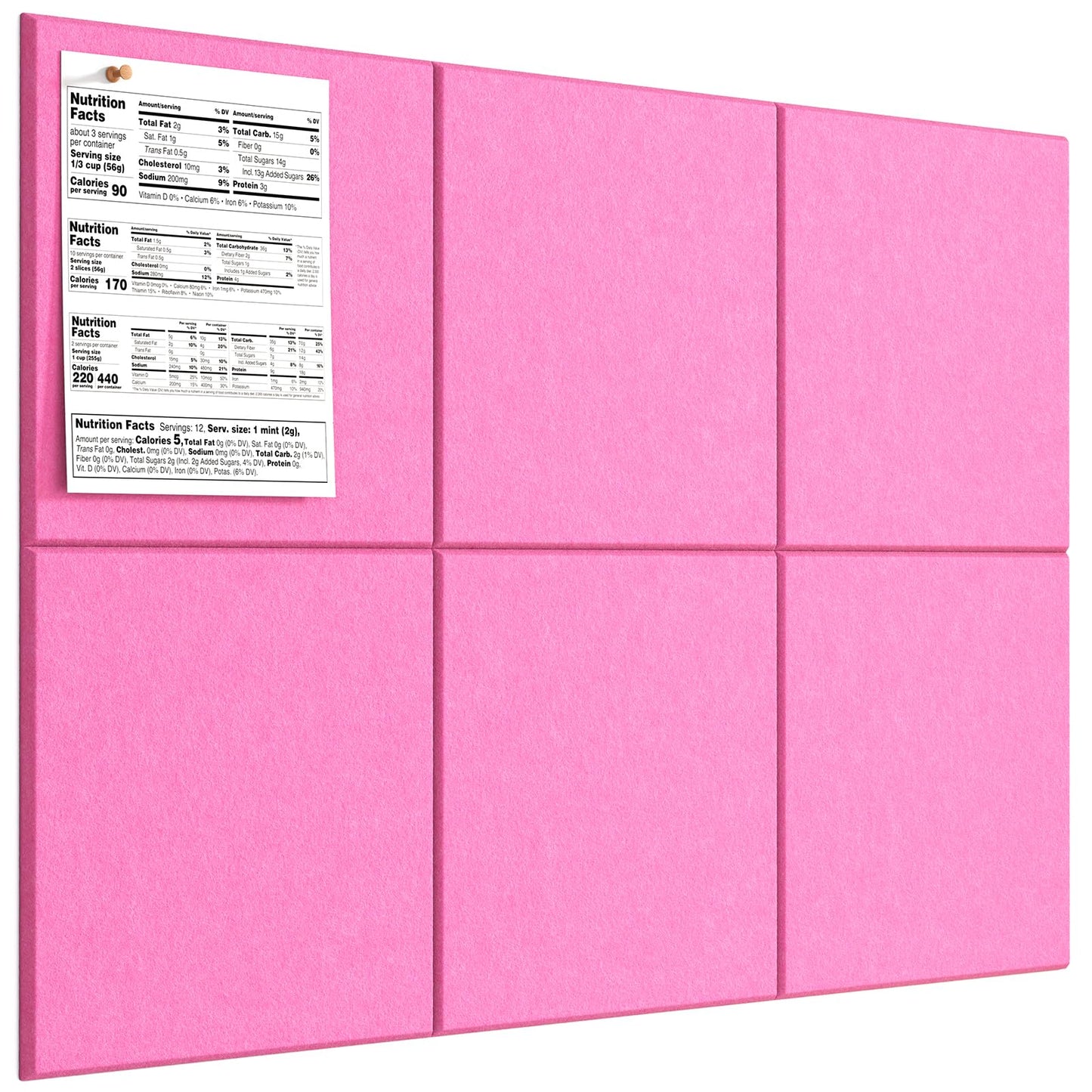 MaxGear Large Cork Board for Wall 36" x 24", Pink Bulletin Board, 6 Pack Felt Wall Tiles with Pushpins, Cork Boards for Office Pin Board Tack Board Cork Boards