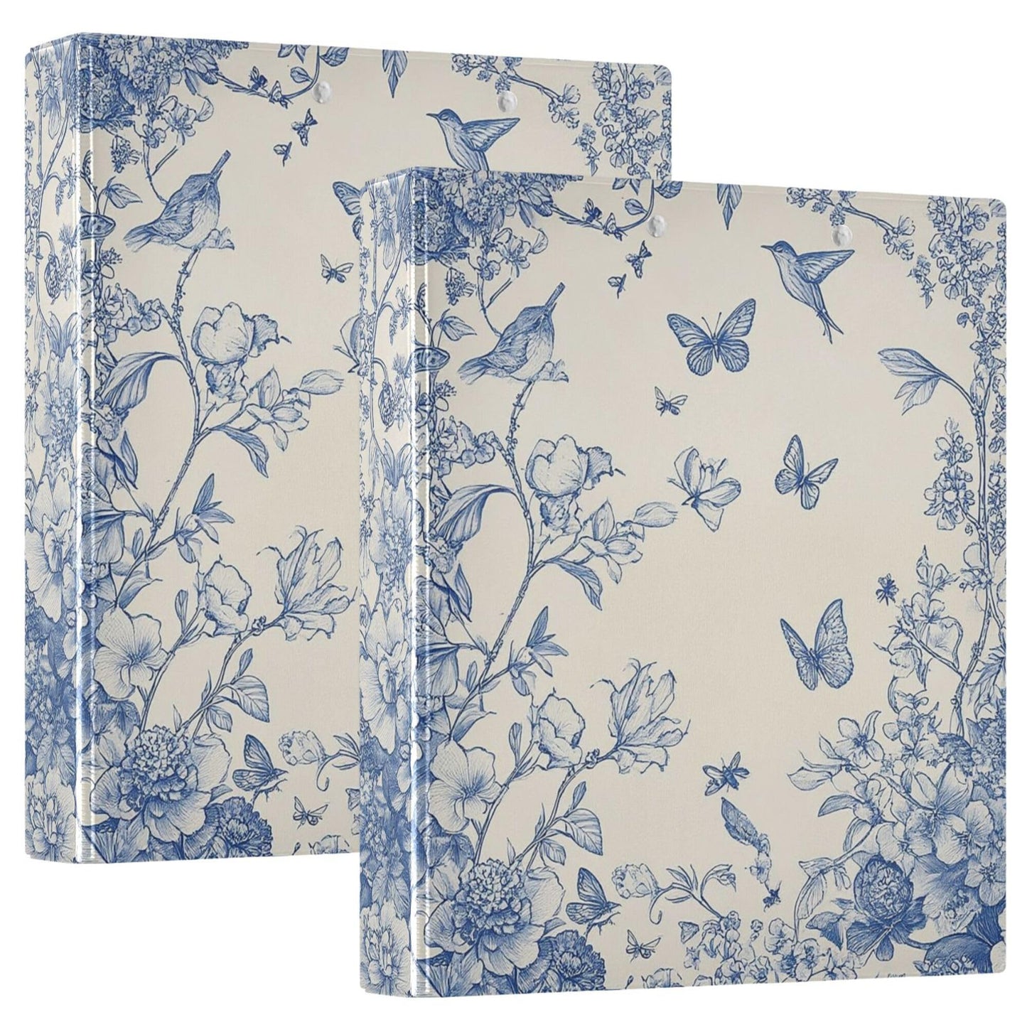 Butterfly Round Ring Binders 1.5 Inch Birds Flowers 3 Ring Clipboard Binder for Office School Work Supplies File Folder Document 200 Sheet Capacity Easy Open