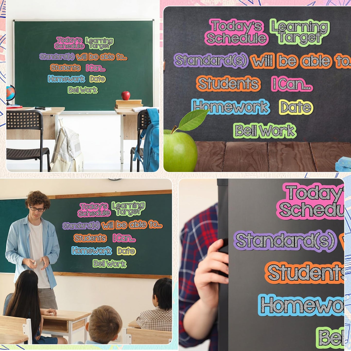 AmazingSpark 12 Pcs Classroom Schedule Magnets Reusable Today's Schedules Learning Target Magnets Set Class Dry Erase Labels for Whiteboard Bulletin Board Decor School Elementary Subjects Organization