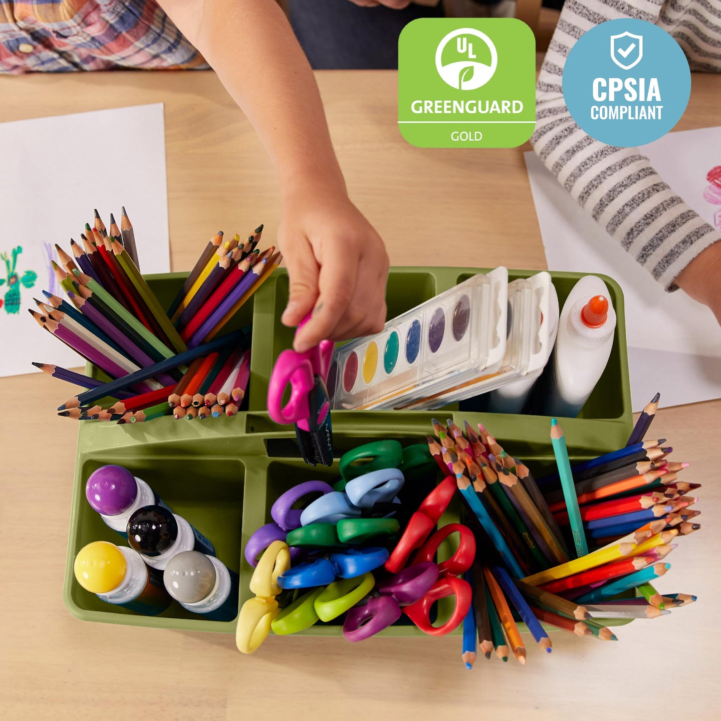 ECR4Kids 6-Compartment Large Plastic Caddy, Multipurpose Organization, Earthtone, 6-Pack