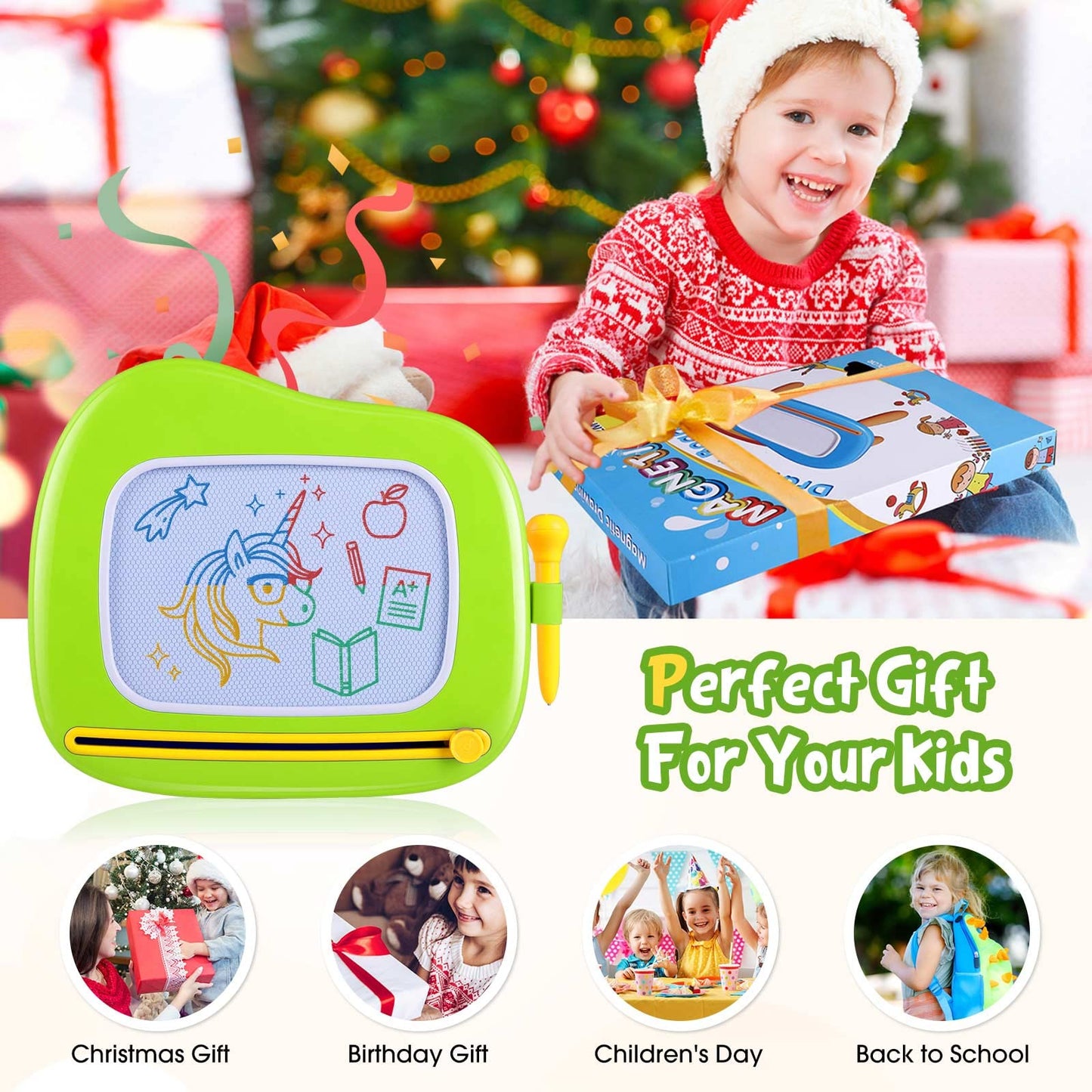 Smasiagon Toddler Toys Age 1-2 Year Old Boys Girls, Magnetic Drawing Doodle Board Pad Educational Learning Toys for 1 2 3 Year Old Boys Girls Gifts Birthday Party (Green)