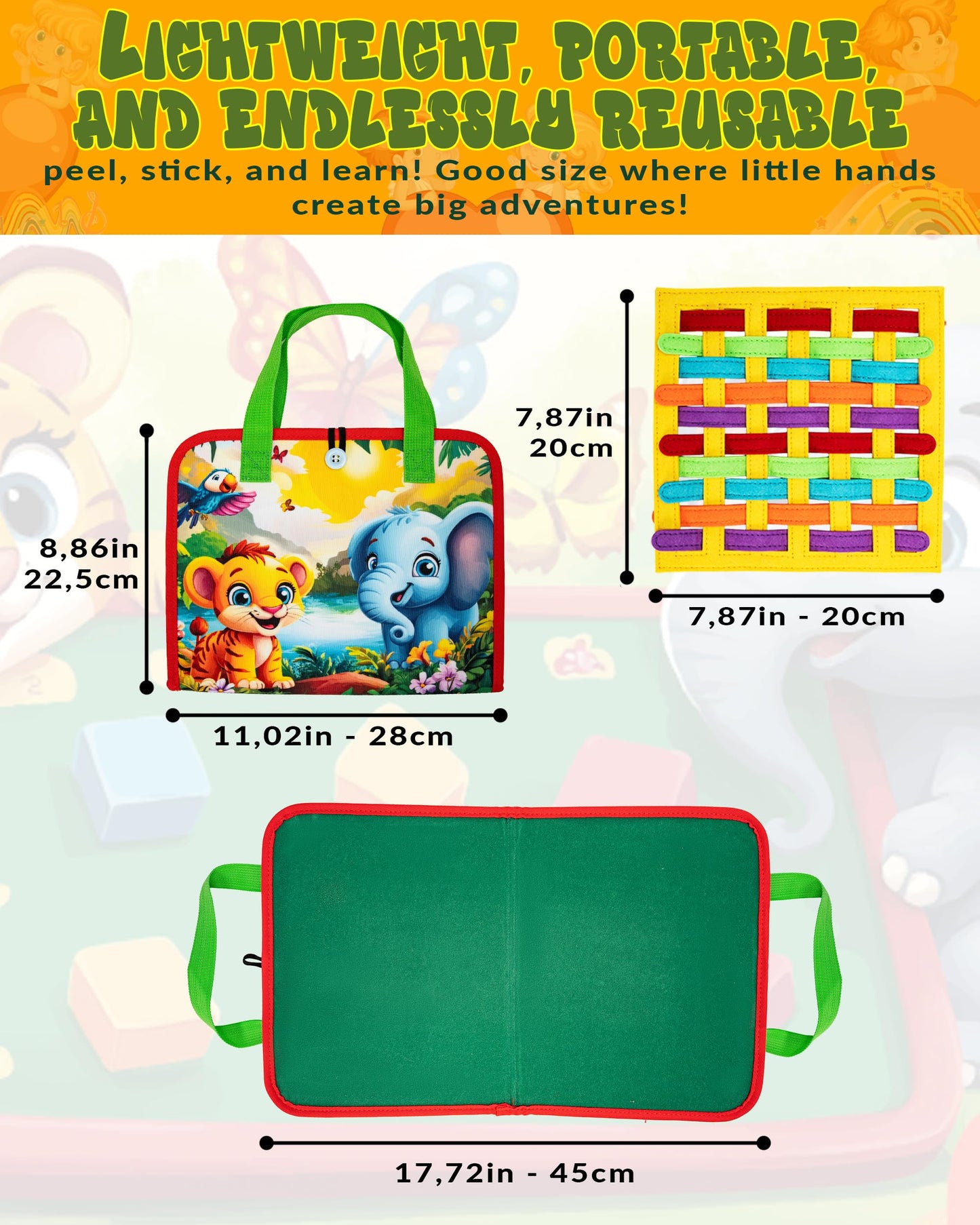 HappyVk Educational Felt Story Board Set – One Felt Board and 154 Pieces Storytelling Learning Kit for Toddlers and A Felt Activity Board Game with 10 Weaving Strips - Montessori Toys Activity Board