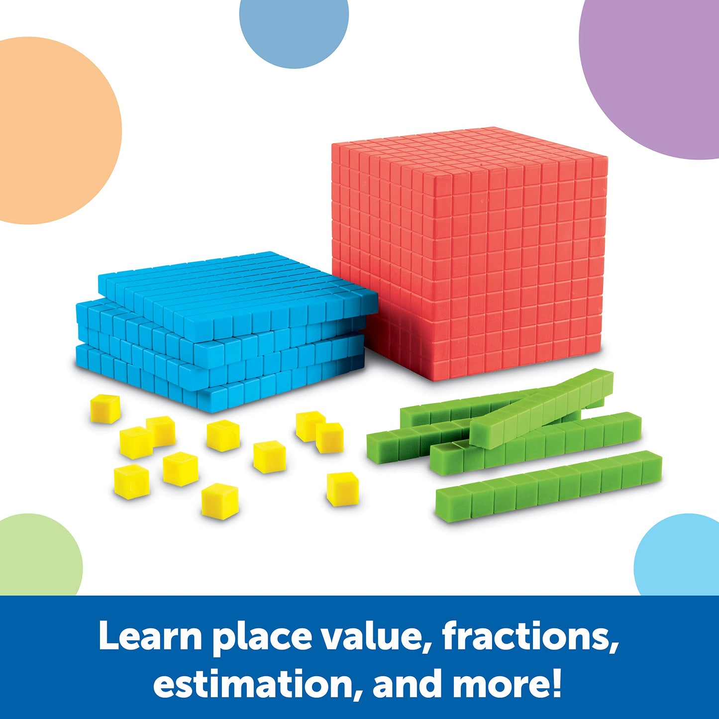 Learning Resources Brights! Base 10 Starter Set - 100 Piece Set, Ages 6+, 1+ Grade, Math Manipulatives, Teacher Supplies, Back to School