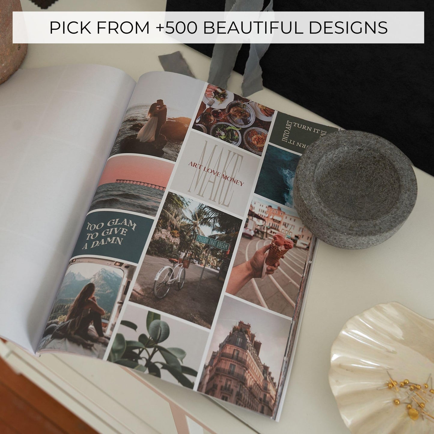 Inspirational Vision Board Kit – Complete Set with Vision Board Book & Felt Board, Motivational Pictures & Quotes to Map Your Goals & Dreams - The Perfect Supplies to Visualize Goal Setting & Success