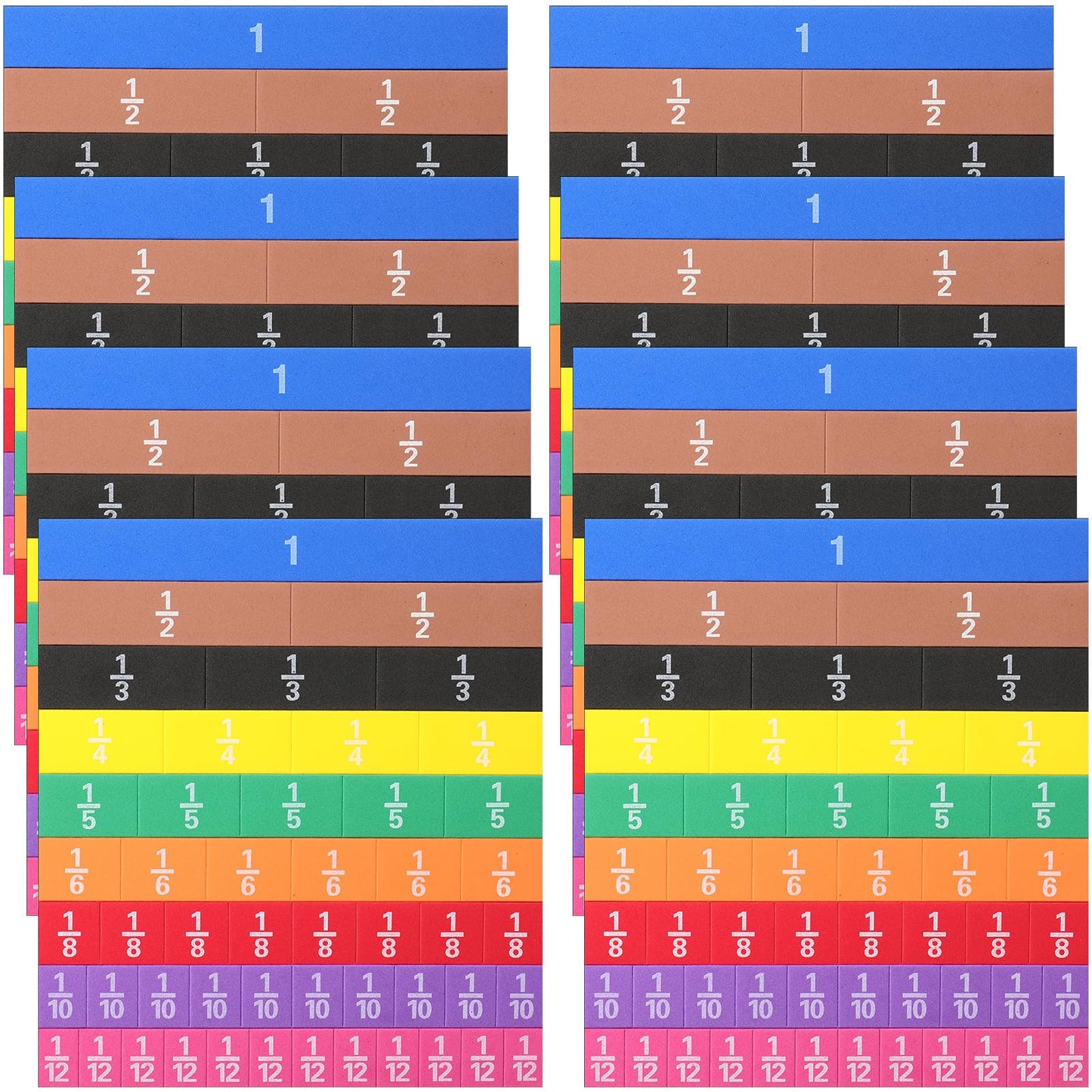 Sayglossy 8 Sets Fraction Tiles Set for Math Classroom Fractions Manipulatives Math Learning Manipulatives for Home School Supplies
