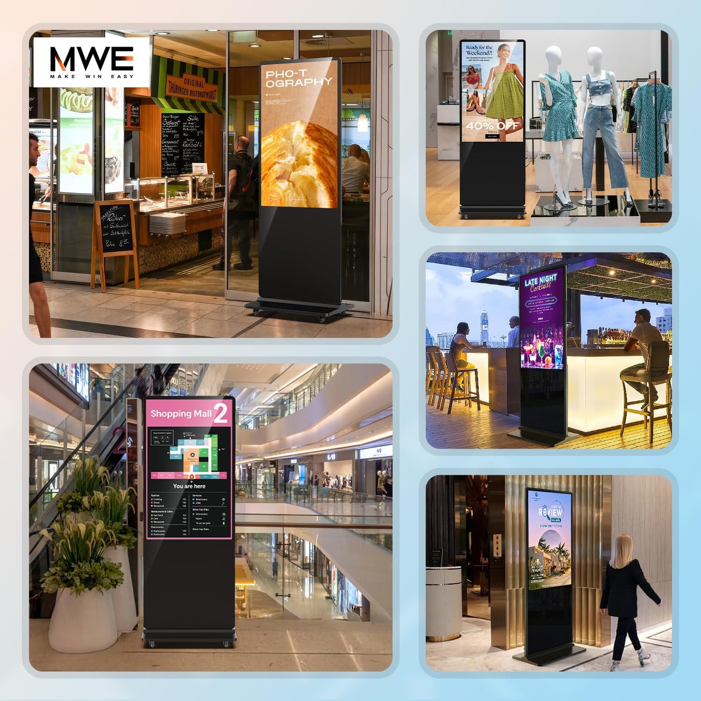 QIXZOCV MWE 43 Inch Indoor Digital Signage Touchscreen Kiosk Floor Standing Advertising Display LCD Totem Interactive Display Poster Android System with Auto Media Player
