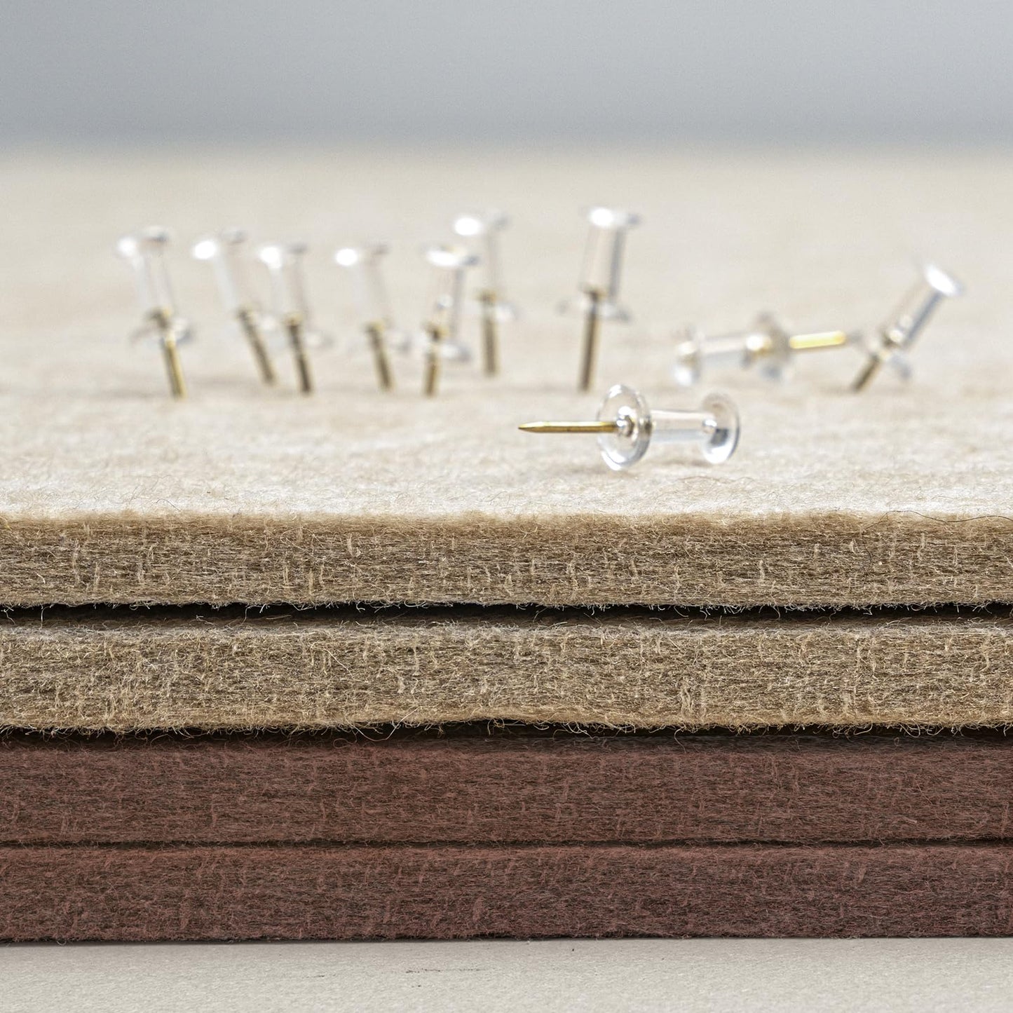 Bulletin Board, 24 x 18 inches Felt Board Decorative Pin Board, Cork Board Alternative for Wall, Foldable Photo Board Self-Adhesive Vision Board Mood Board with 20 Pushpins - Saddle Brown