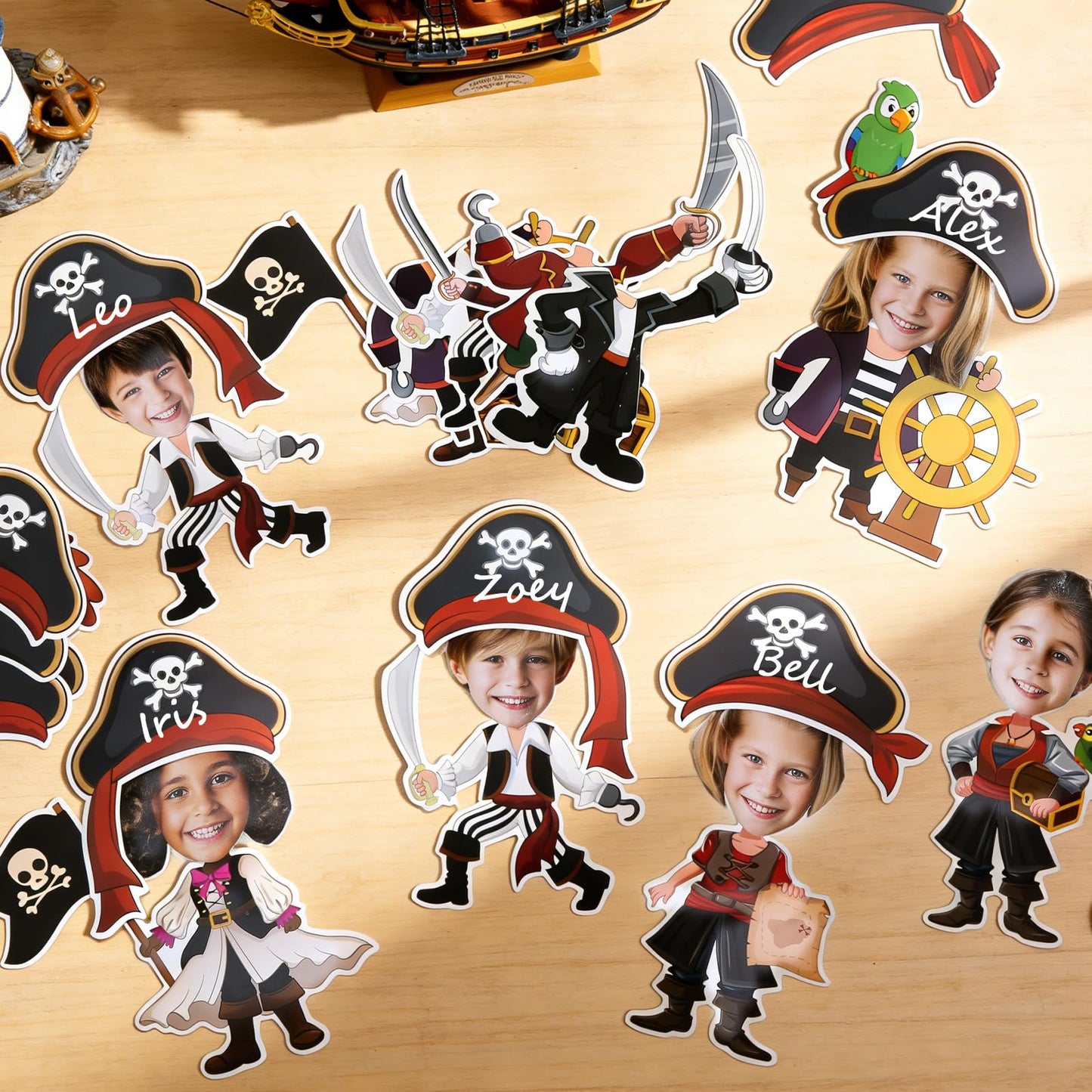 60pcs Pirate Cutouts Pirate Treasure Theme Bulletin Board Decorations Skull Hat Paper Cut-Outs Nautical Adventure Classroom Decor for Boy Girl DIY Craft Photo Kindergarten Preschool Wall Door Supplies
