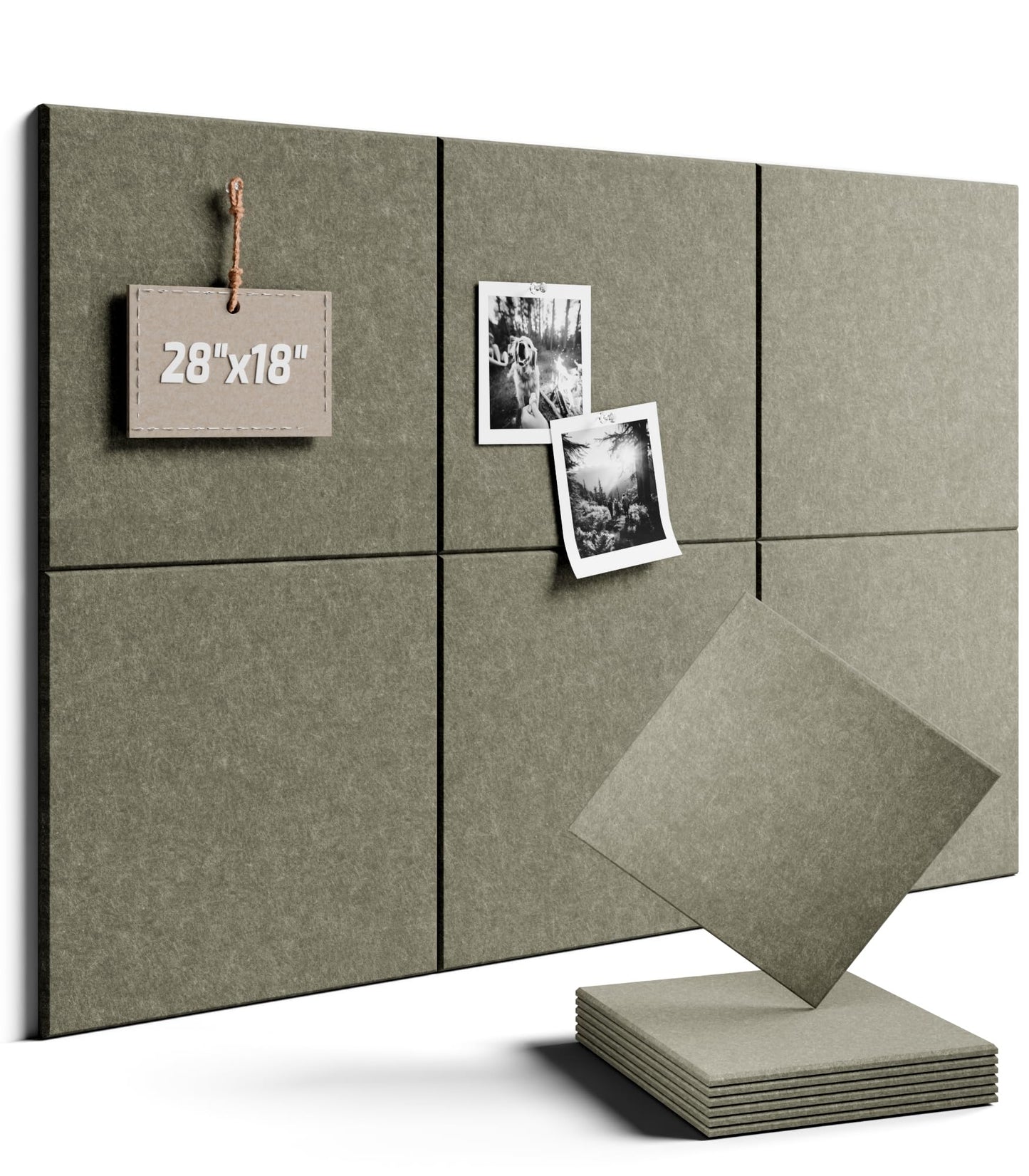 Felt Bulletin Board Tiles -28"x18" Cork Board Alternative for Office Decor, Push Pin Board Wall Organizer 6-Pack -Earth Brown