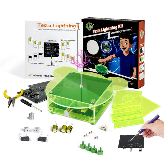 eUda+ STEM Tesla Lightning Kit for Kids&Adults Science Kits for Kids Age 12-14 Electronic Stem Kits for Kids Age 14-16 Toys for Teenage Boys 16-19 Build Your Tesla Coil Kit (Soldering Version, BFG)