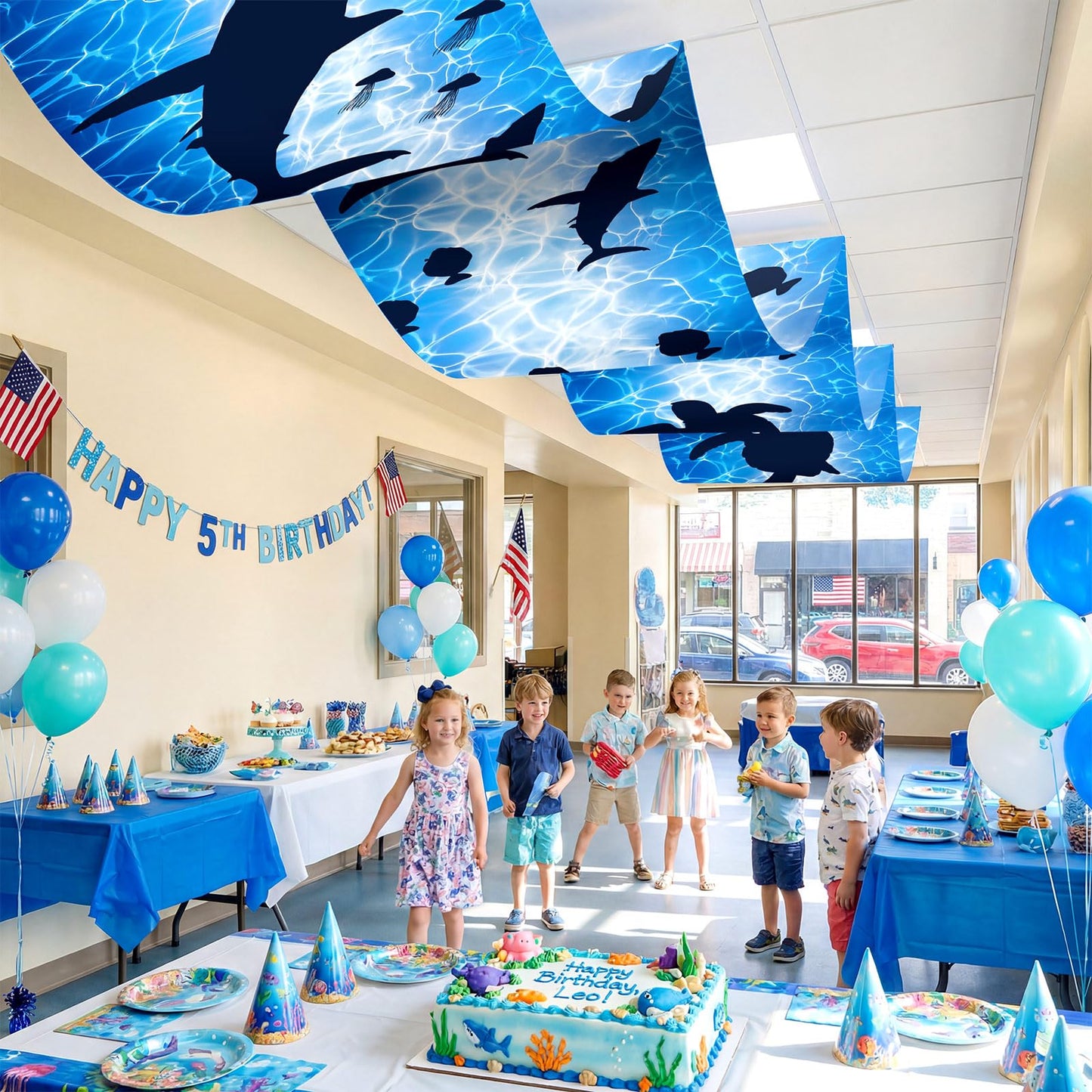 Feifeiya 3 Pcs Under The Sea Ceiling Decorations 24 Inch x 12 ft Vbs 2026 Decorations Summer Ocean Birthday Party Decor Ceiling Cover Banner for Summer Vocation Church Sunday School Daycare Classroom