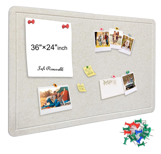 Yunihome Large Bulletin Board - Foldable 36x24 Inches Cork Board Alternative with 20 Push Pins, 3' x 2' Self-Adhesive Felt Bulletin Board for Wall, Home Office Classroom Decor