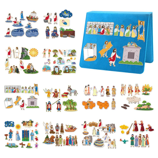 Windkream 13 Pack Advent Felt Board Bible Stories Set, Flannel Board Stories with A Felt Pieces Storage Binder for Preschool Activities