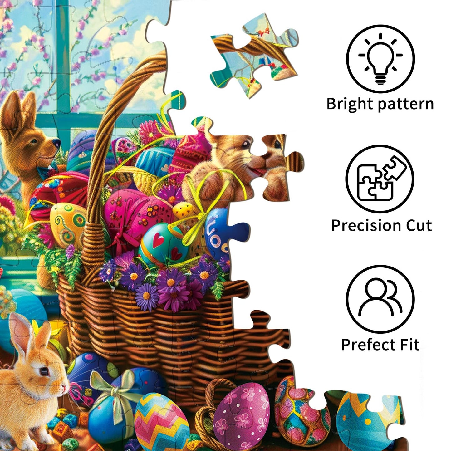 TangMosaic Puzzles for Adults 1000 Pieces, Jigsaw Puzzle for Adults, Fun Challenging Puzzle, A Basket of Easter Egg Wonders Puzzles Game, Interlock Perfectly No Dust, Gifts for Easter Earth Day