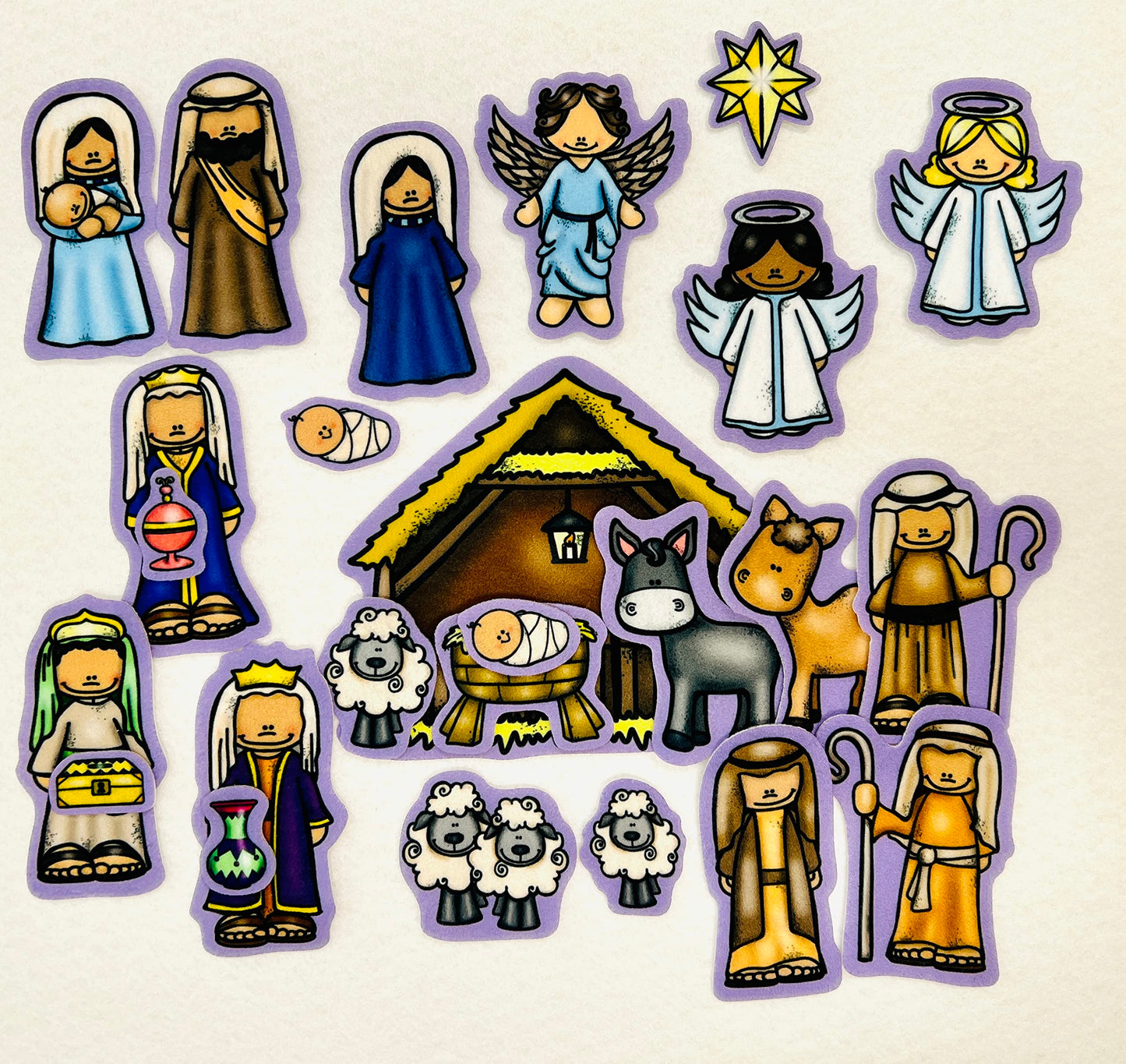 Story Time Felts Nativity Birth of Baby Jesus Felt Figures Flannel Board Stories 25 Pieces Christmas Scene (Medium)