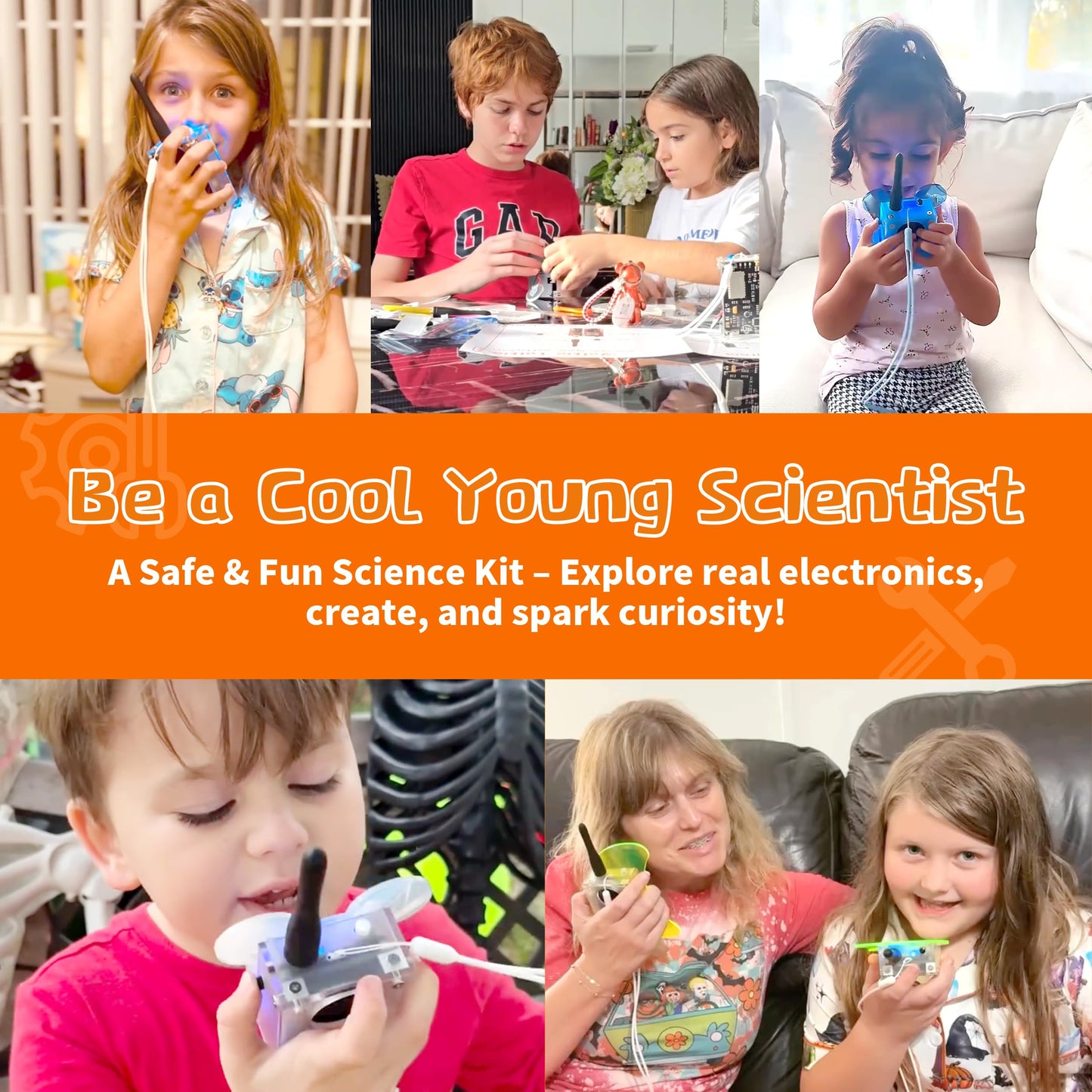 eUda+ STEM Walkie-Talkies Kit for 8-13-15-17+ Boys & Girls Stem Kits for Kids Age 8-10-12-14-16-18+ Science Experiments for Kids 9-12 DIY Kits for Kids Teenage Girl Gifts (Assembly Version, BTC)