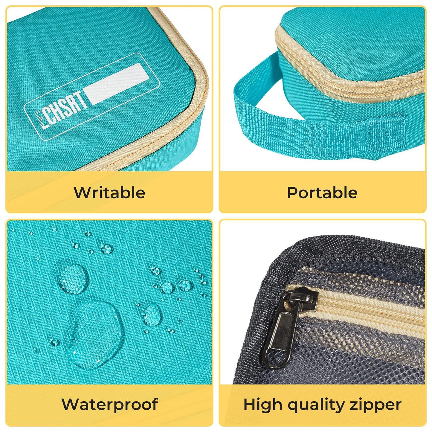 ECHSRT Large Pencil Case, Aesthetic Pen Pouch with Big Capacity, Minimalist Portable Stationery Bag with Handle for Office Organizer Teal Pencil Cases
