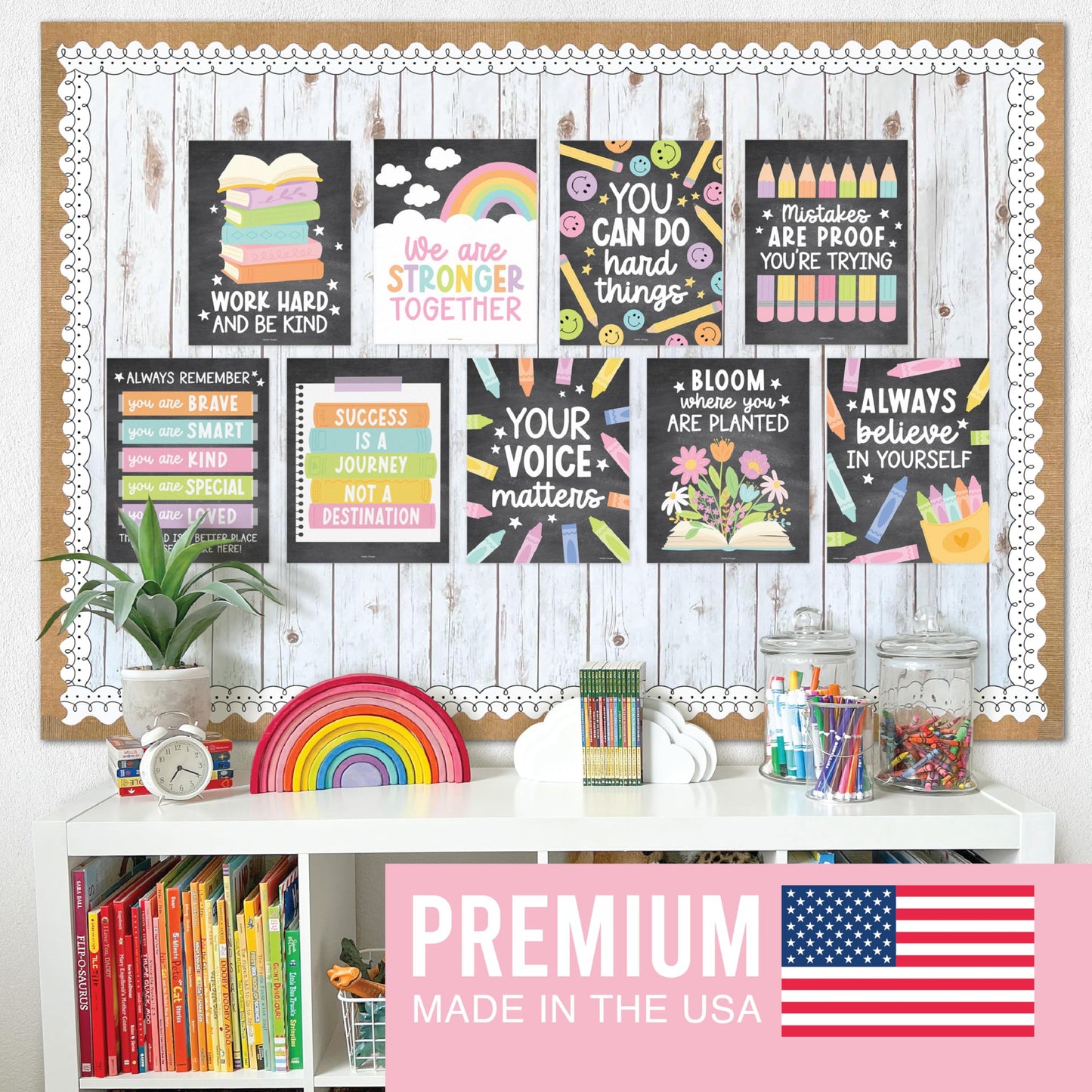 Hadley Designs Motivational Poster for Classroom Decor -9 Growth Mindset Classroom Posters Elementary, Inspirational Wall Decor Middle School, Teacher Must Haves, Chalkboard Bulletin Board Decorations