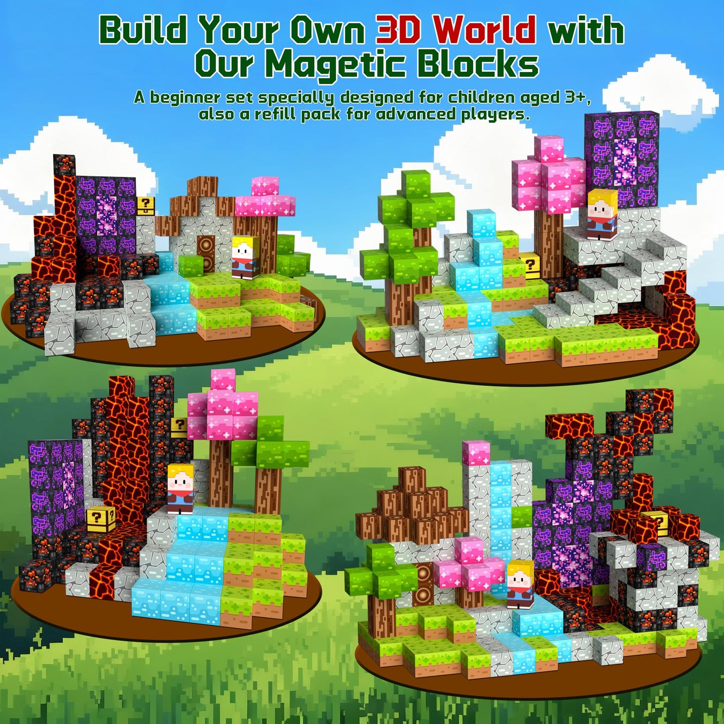 OUGUI 60PCS Mini Magnetic Blocks Travel Toys for Kids Ages 4-8: Magnet Building Blocks Magnetic Cubes with Iron Box STEM Educational Building Toys Christmas Birthday Gift for Boys Girls Toddlers Kids