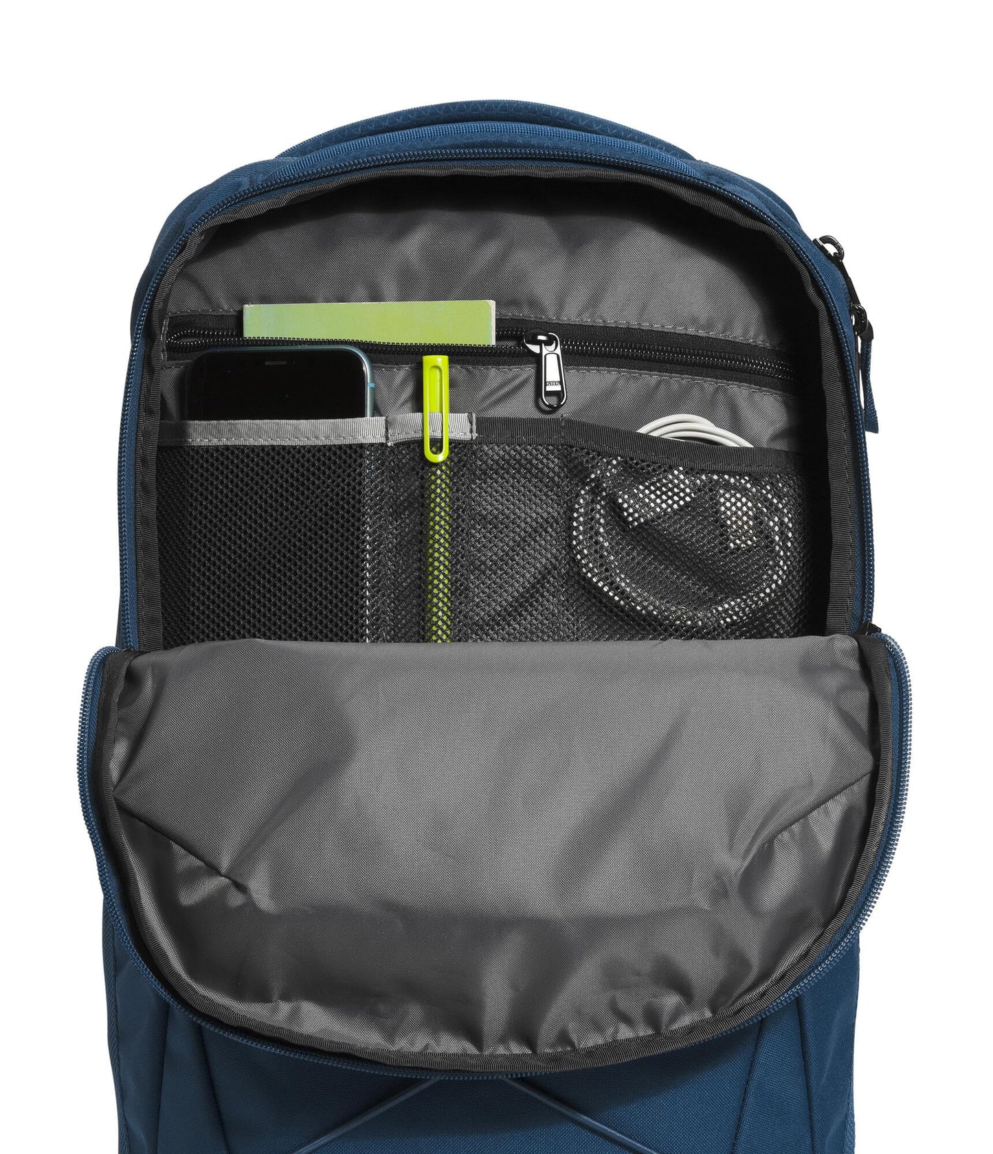 The North Face Jester Everyday Laptop Backpack - Commuter Daypack, Water Repellent, Laptop Sleeve, Shady Blue/TNF White-NPF, One Size