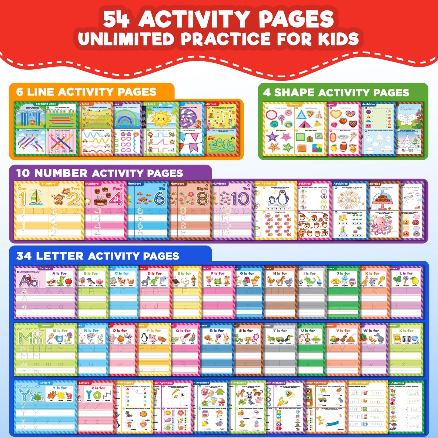 Doctor Jupiter Preschool Tracing Books for Toddlers, 3+ Year Old Kids — Learning Activity Books, Educational Toys, 100+ Wipe Clean Preschool & Kindergarten Activities