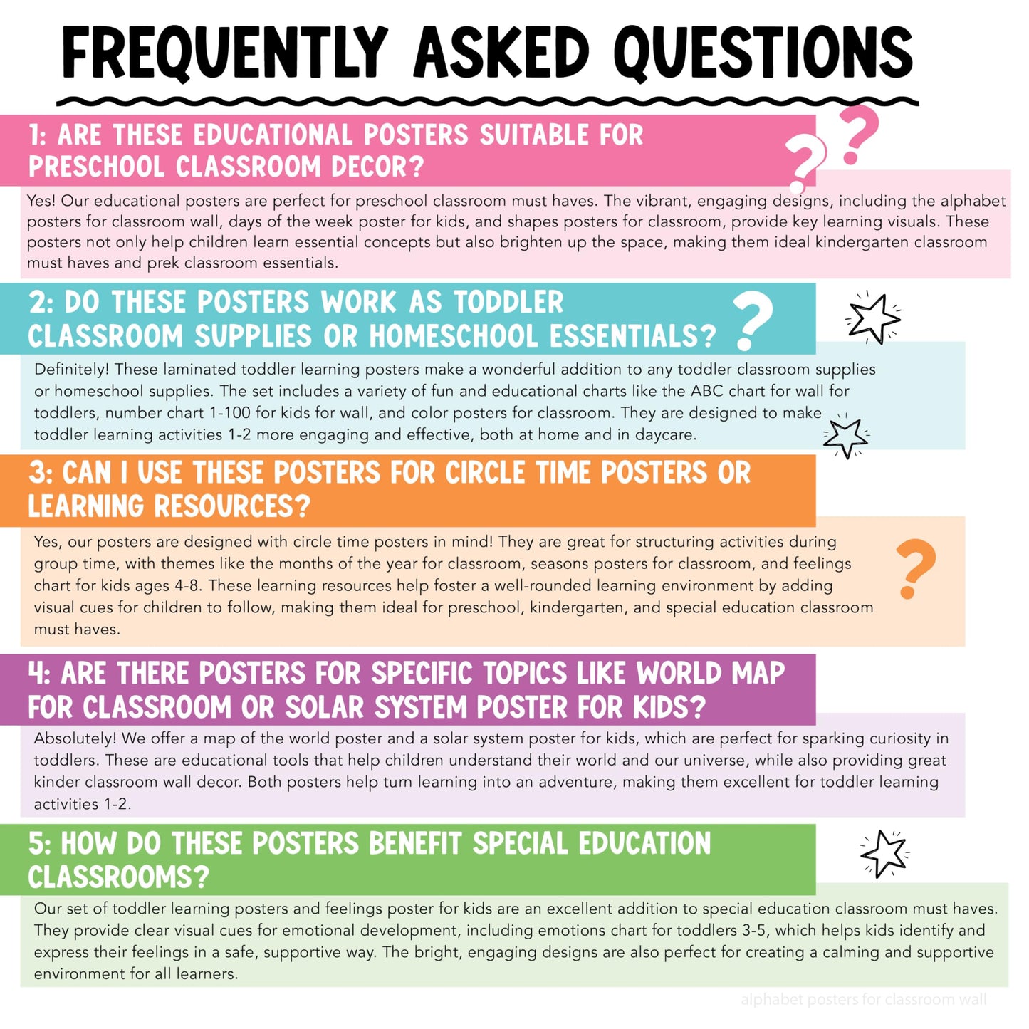 Hadley Designs 16 Educational Posters for Classroom Must Haves - Laminated Pre-K Posters for Toddler Homeschool Essentials, Toddler & Preschool Learning Activities, Kindergarten Classroom Decor