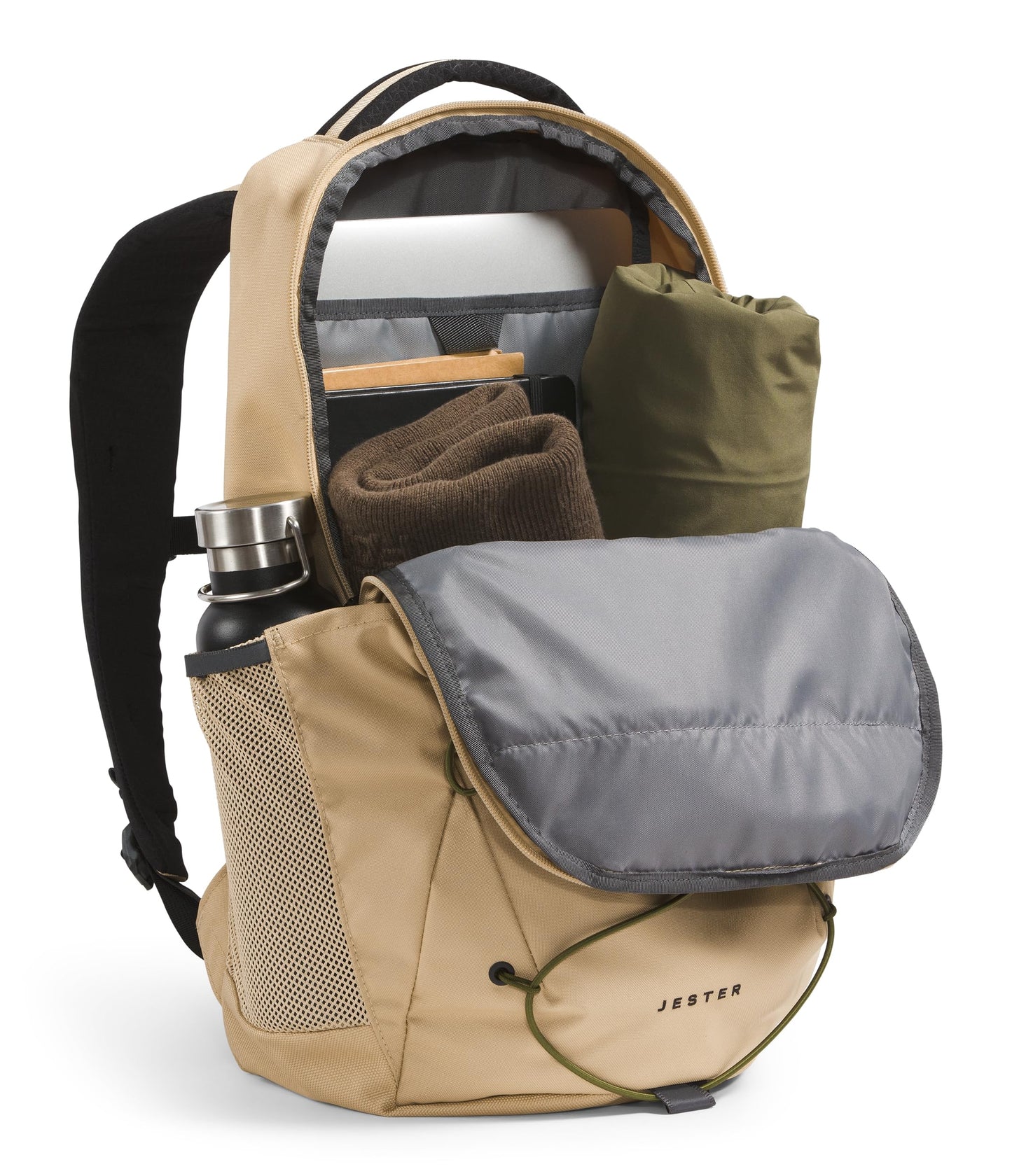 The North Face Jester Everyday Laptop Backpack - Commuter Daypack, Water Repellent, Laptop Sleeve, Khaki Stone/Forest Olive, One Size