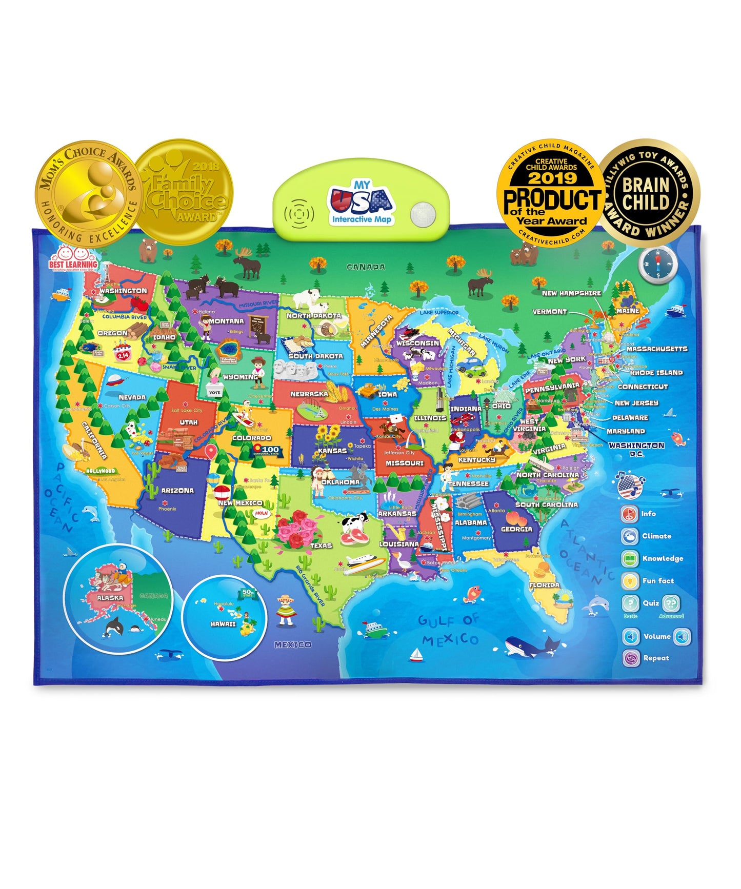 BEST LEARNING i-Poster My USA - Interactive Talking United States Map for Kids Ages 5-12 - Birthday Gift for 5 6 7 Year Old Boys & Girls - STEM Homeschool Educational Toy