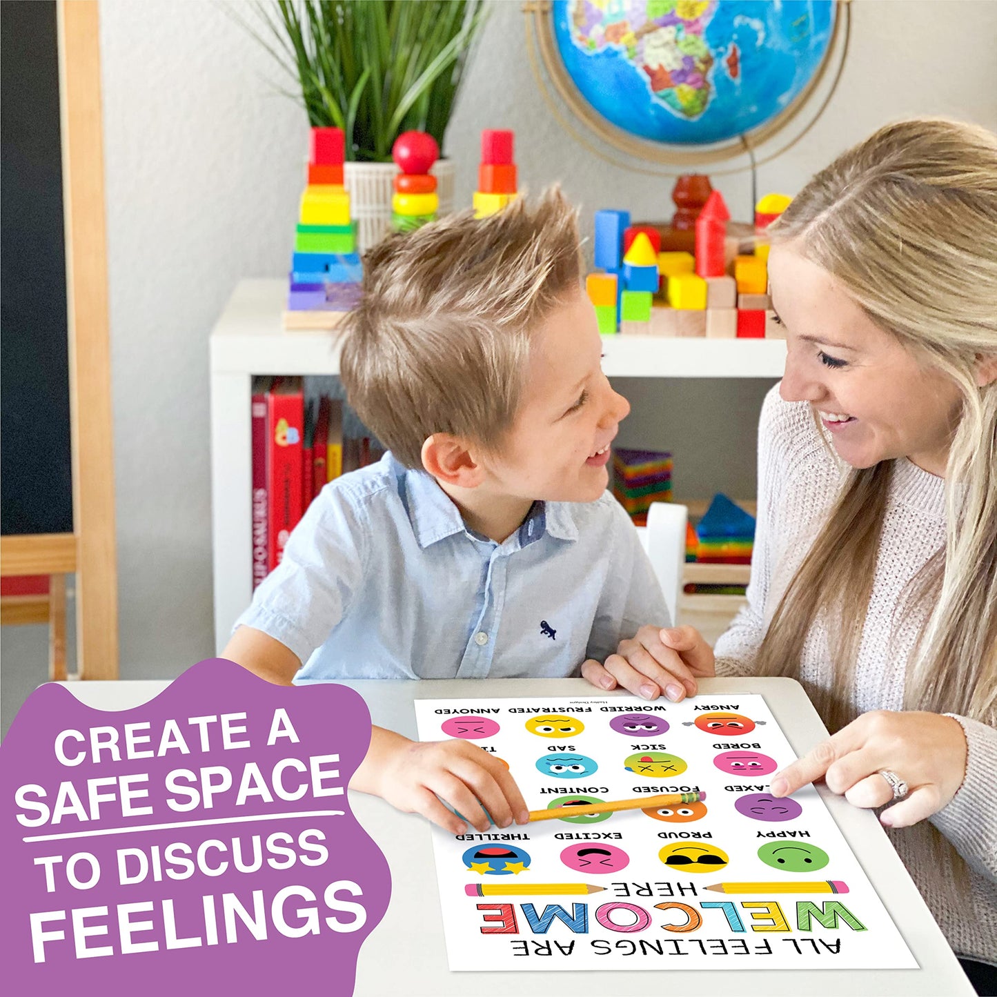 Hadley Designs Feelings Chart for Classroom Must Haves -Emotions Chart for Toddler Calm Down Corner Supplies, Feelings Wheel, Mental Health & Social Emotional Learning Posters, Rainbow Classroom Decor