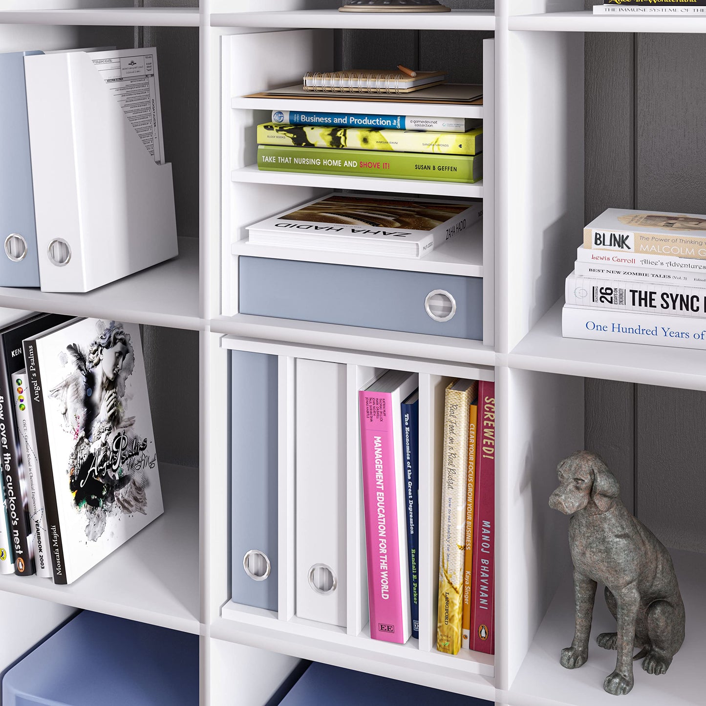Ballucci 4-Tier Paper Sorter and File Organizer for Desk, Wood Mail Sorter, Fits into IKEA Kallax and ClosetMaid Cube Storage Shelves, Paper Tray, Mail Holder Stand for Classroom, Office, White