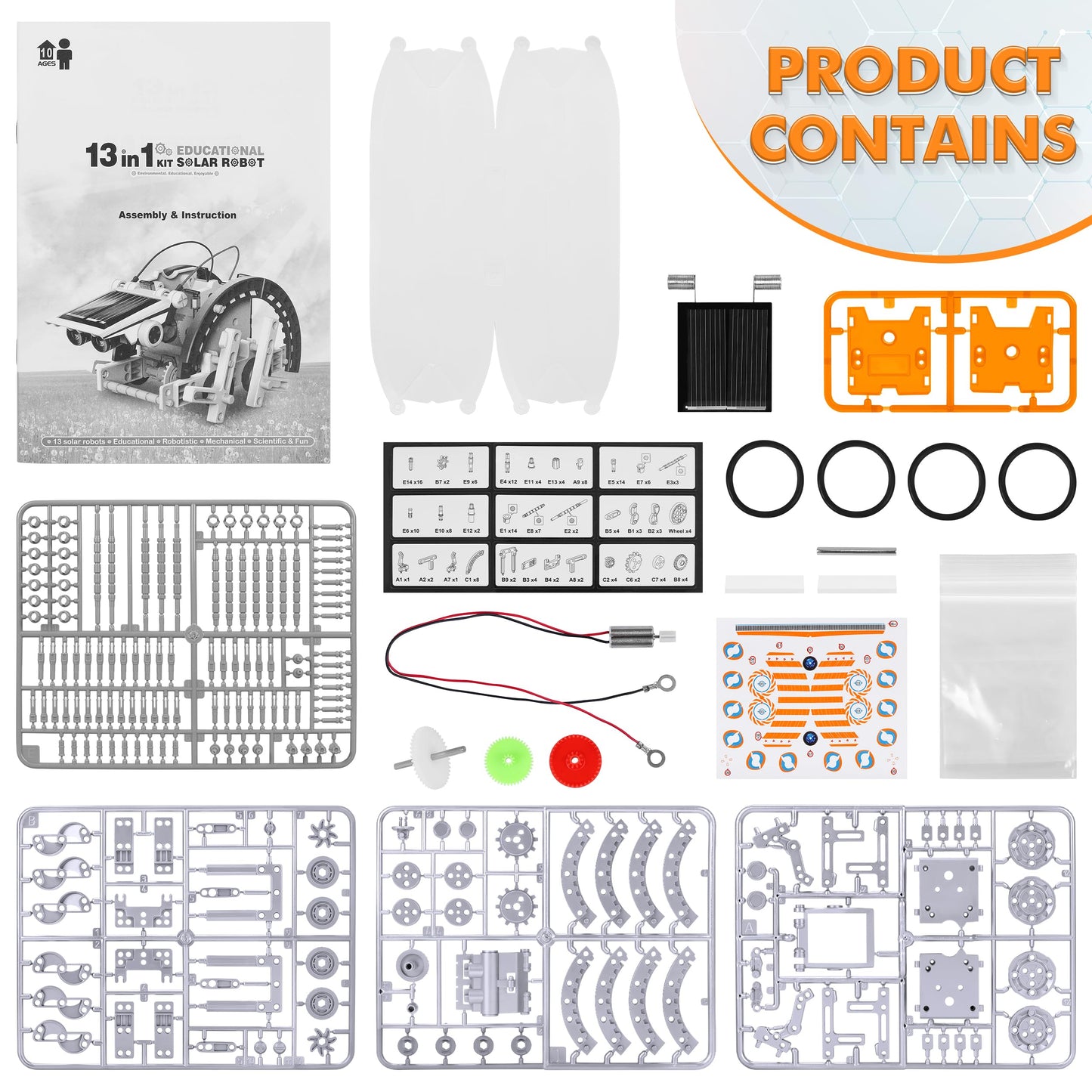 STEM 13-in-1 Education Solar Power Robots Toys for Boys Age 8+, Educational Toy DIY Science Kits for Kids, Building Experiment Robotics Set Birthday Gifts for 8+ Years Old Boys and Girls