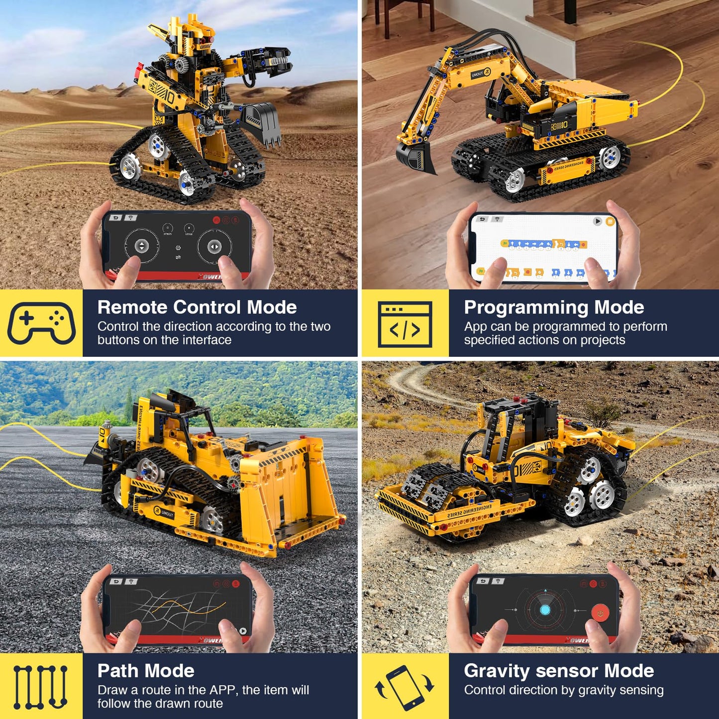 5 in 1 Building Toys STEM Robotics Kit for Kids 6-14, Remote & APP Controlled STEM Excavator/Truck/Robot/Bulldozer/Roller, 535 PCS Blocks RC Robot Erector Sets, Birthday Gift for 8 10 11 12+ Years Old