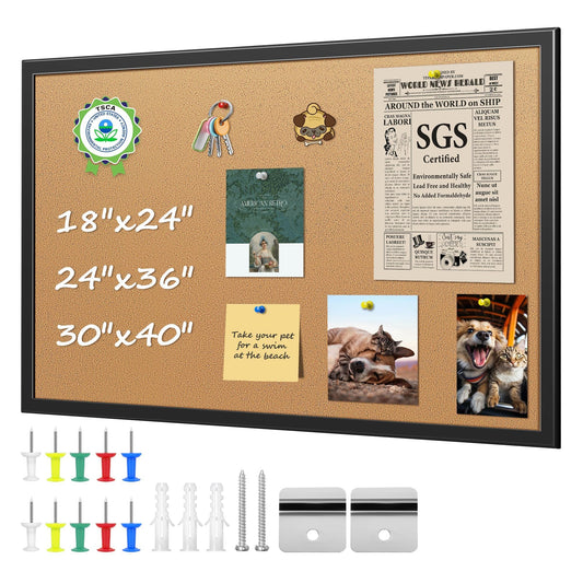 ORIENTOOLS Cork Boards for Walls, 24" x 36" Cork Board for Office, with Frame, Hanging Pin Board, Wooden Frame, Corkboard for Office, Home, School
