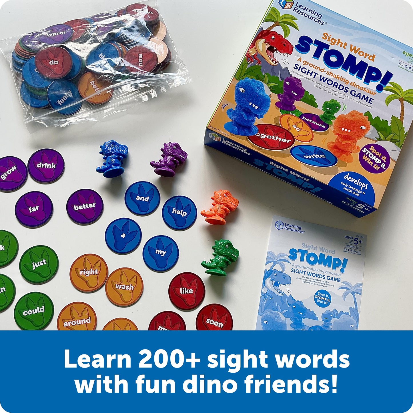 Learning Resources Sight Word Stomp! - Alphabet Toys, Phonics Flash Cards, Classroom Board Games, ABC Homeschool, Reading Manipulatives, Gifts for Boys and Girls, Visual Vocabulary